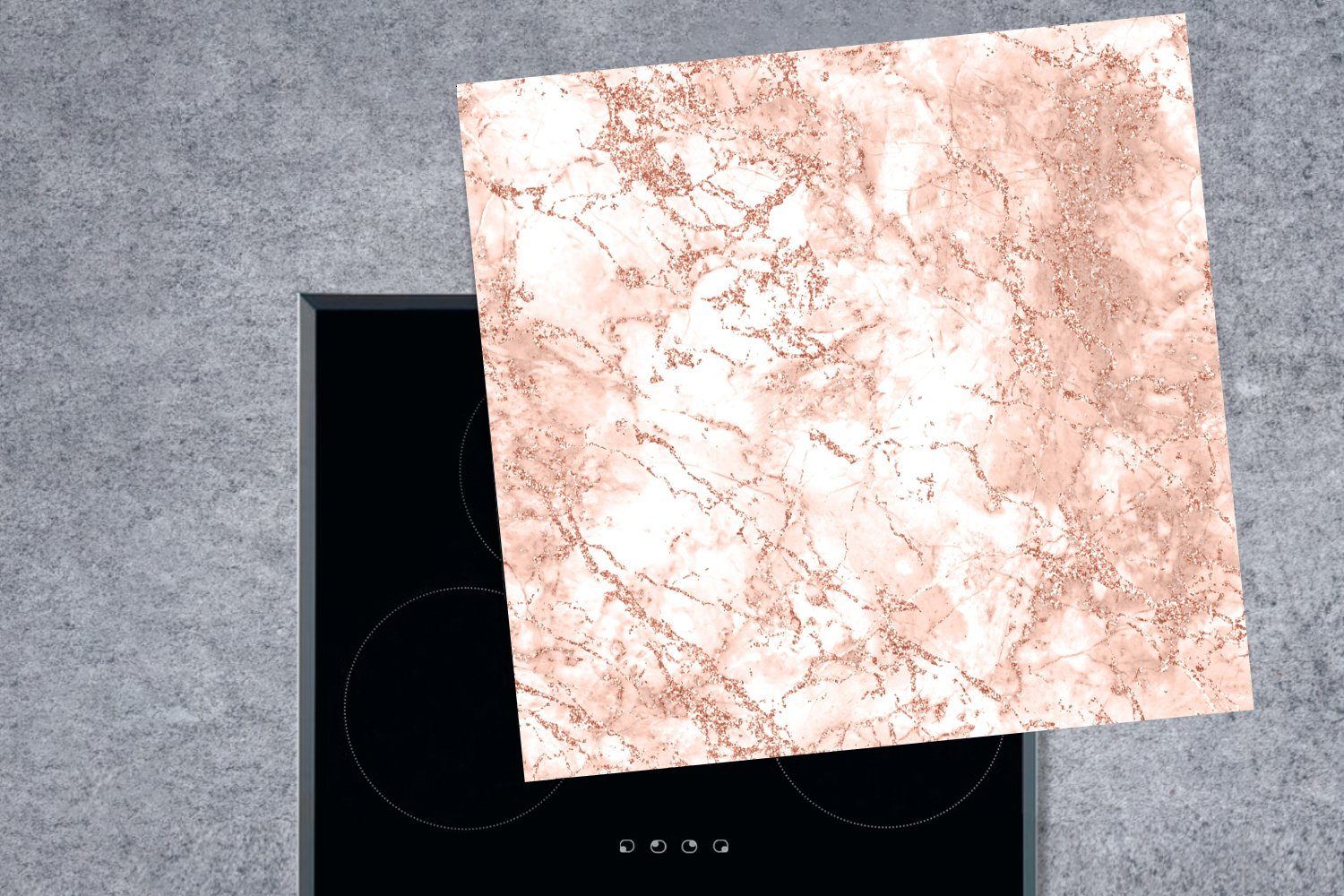 MuchoWow Herdblende-/Abdeckplatte Marmor tlg), - Vinyl, 78x78 Rosa, küche Weiß Arbeitsplatte für (1 - Ceranfeldabdeckung, cm