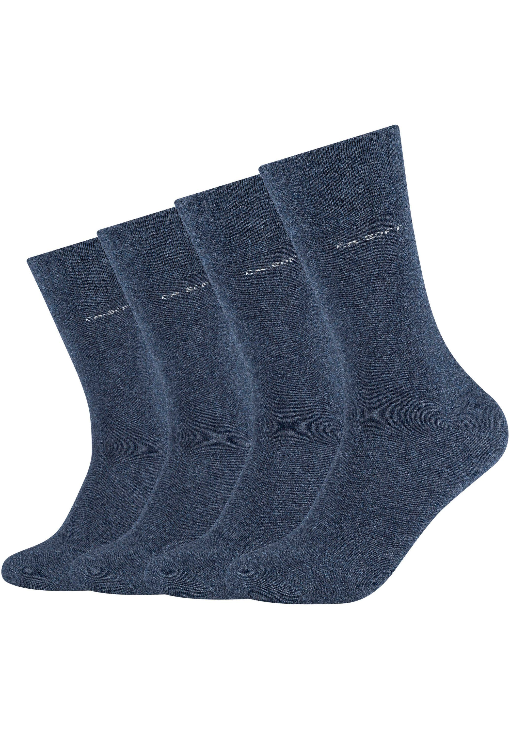 Camano Socken (Packung, verstärktem 4-Paar) jeansblau-meliert Mit Fersen- Zehenbereich und