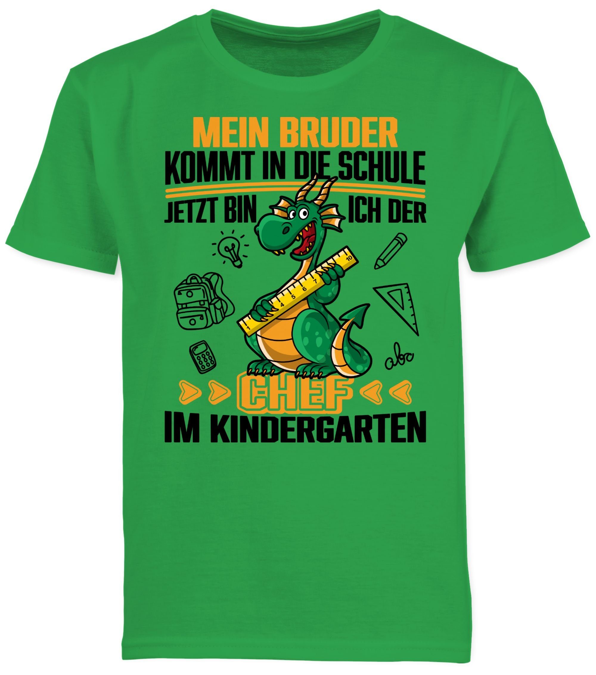 Schule! Chef Kindergarten Bruder 1 ich bin die der Shirtracer im kommt Grün Kindergarte Hallo in Jetzt Mein T-Shirt