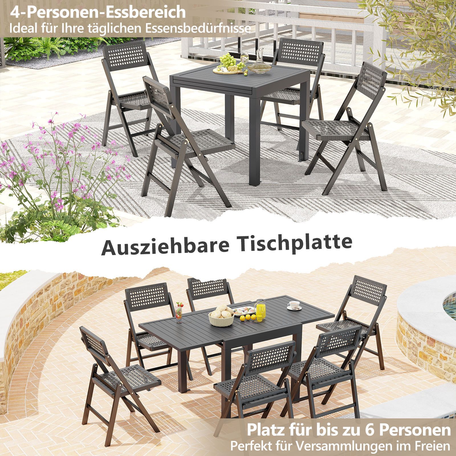 KOMFOTTEU Gartentisch, Terrassentisch wetterfest aus rostfreiem günstig online kaufen
