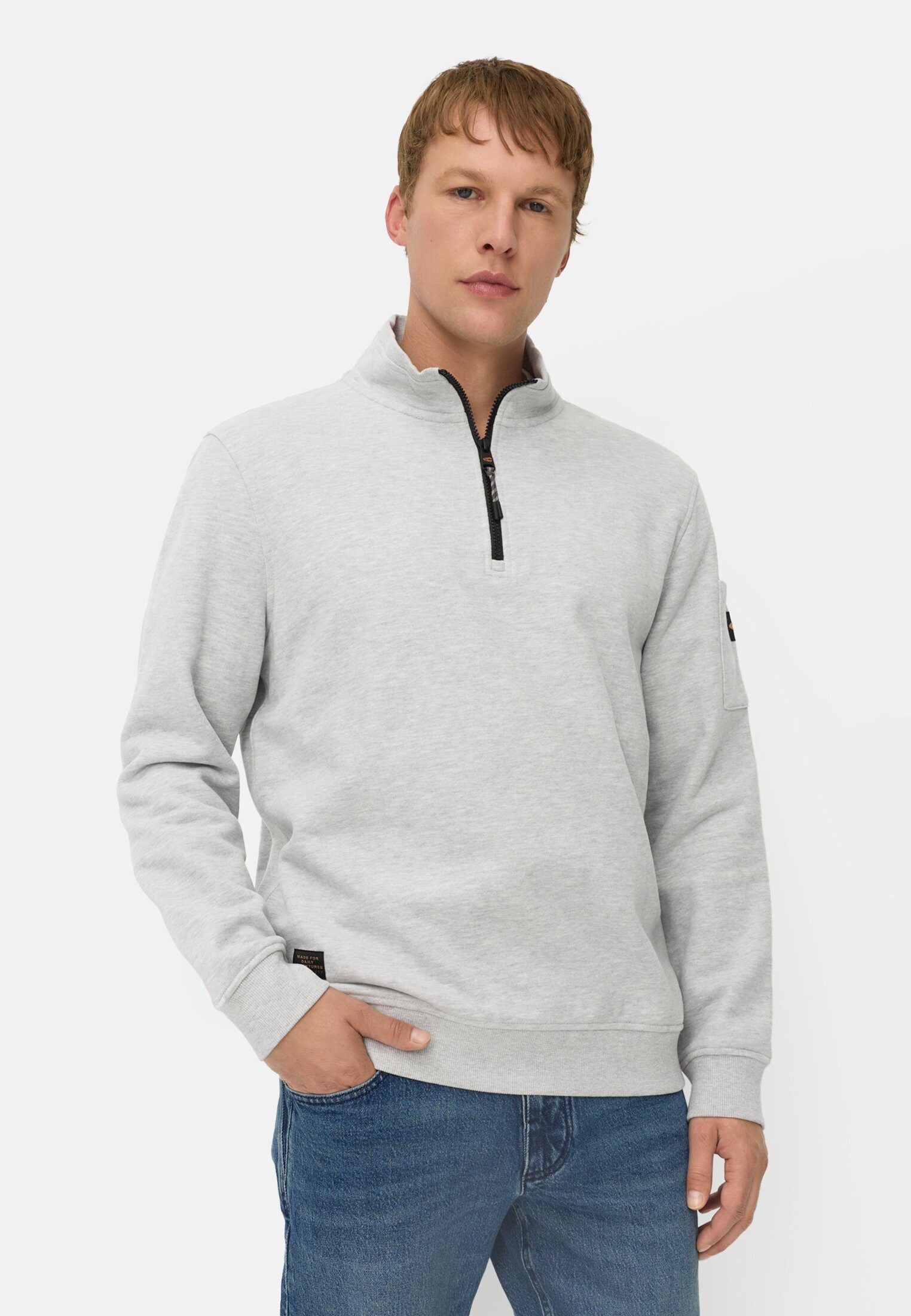 camel active Troyer mit Troyerkragen Langarm Markenlogo