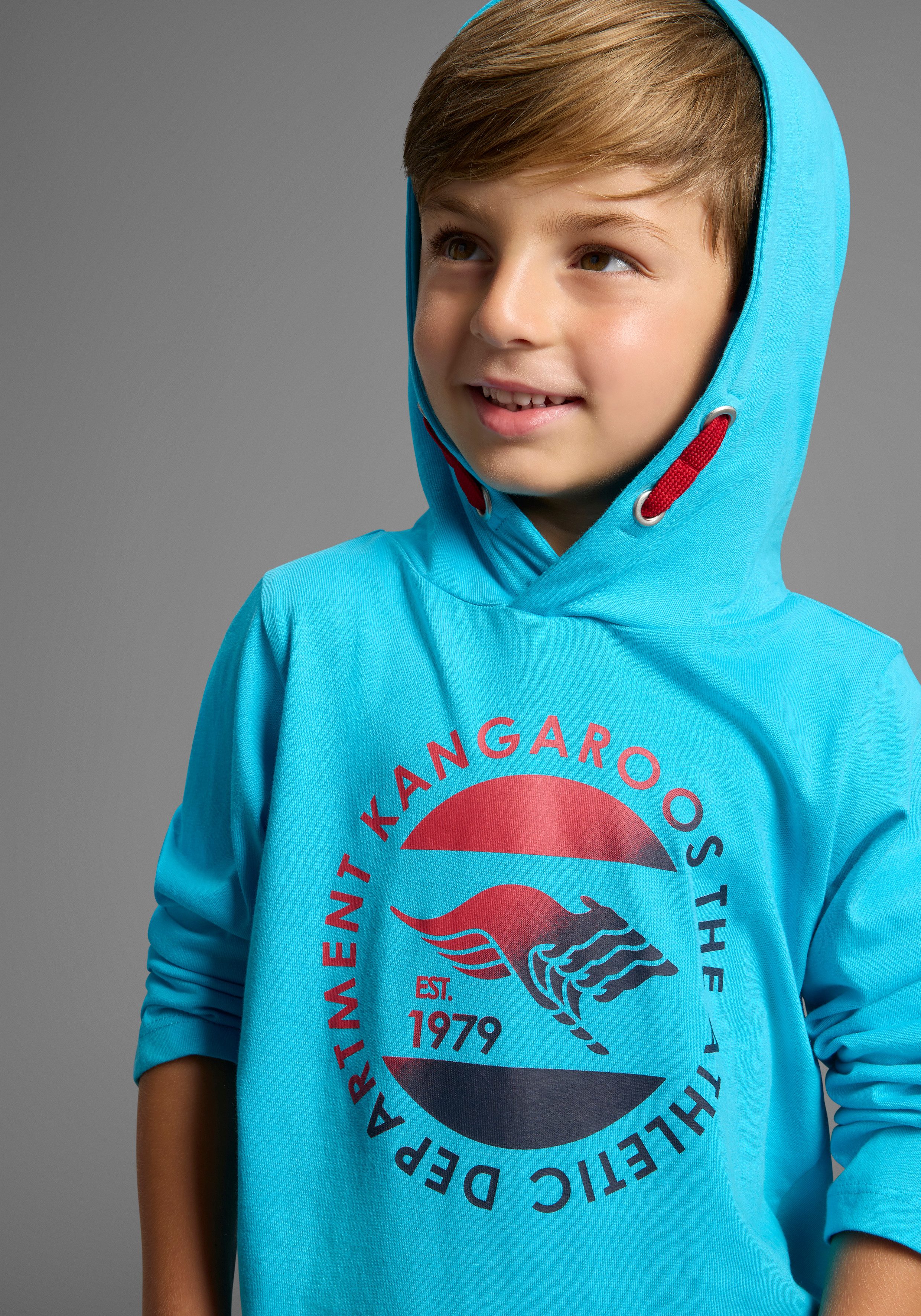 KangaROOS Langarmshirt Shirt für kleine Jungen Kapuzenshirt mit Print
