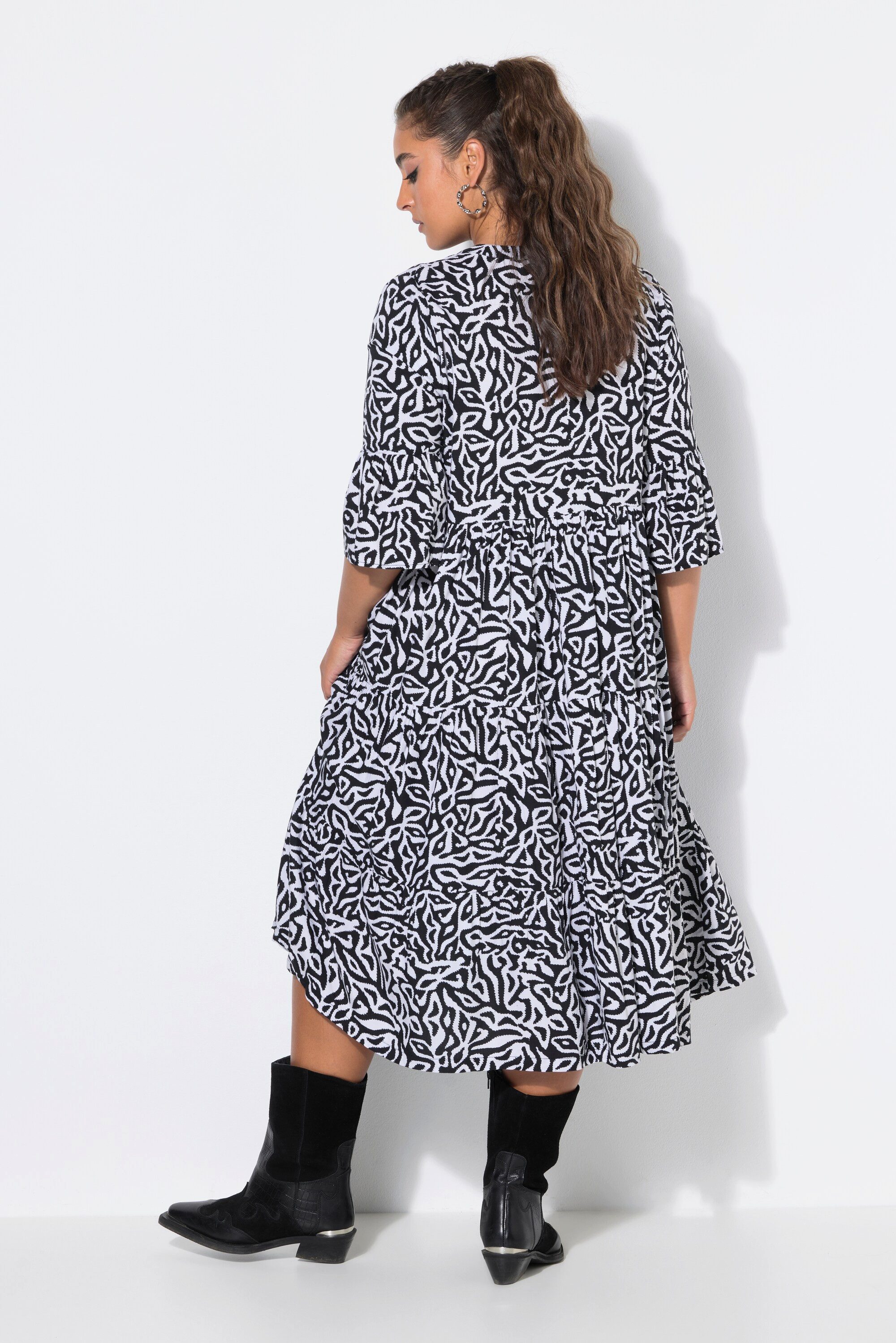 Studio Untold Midikleid Midikleid A-Linie grafischer Print Volants – Bild 3 von 4