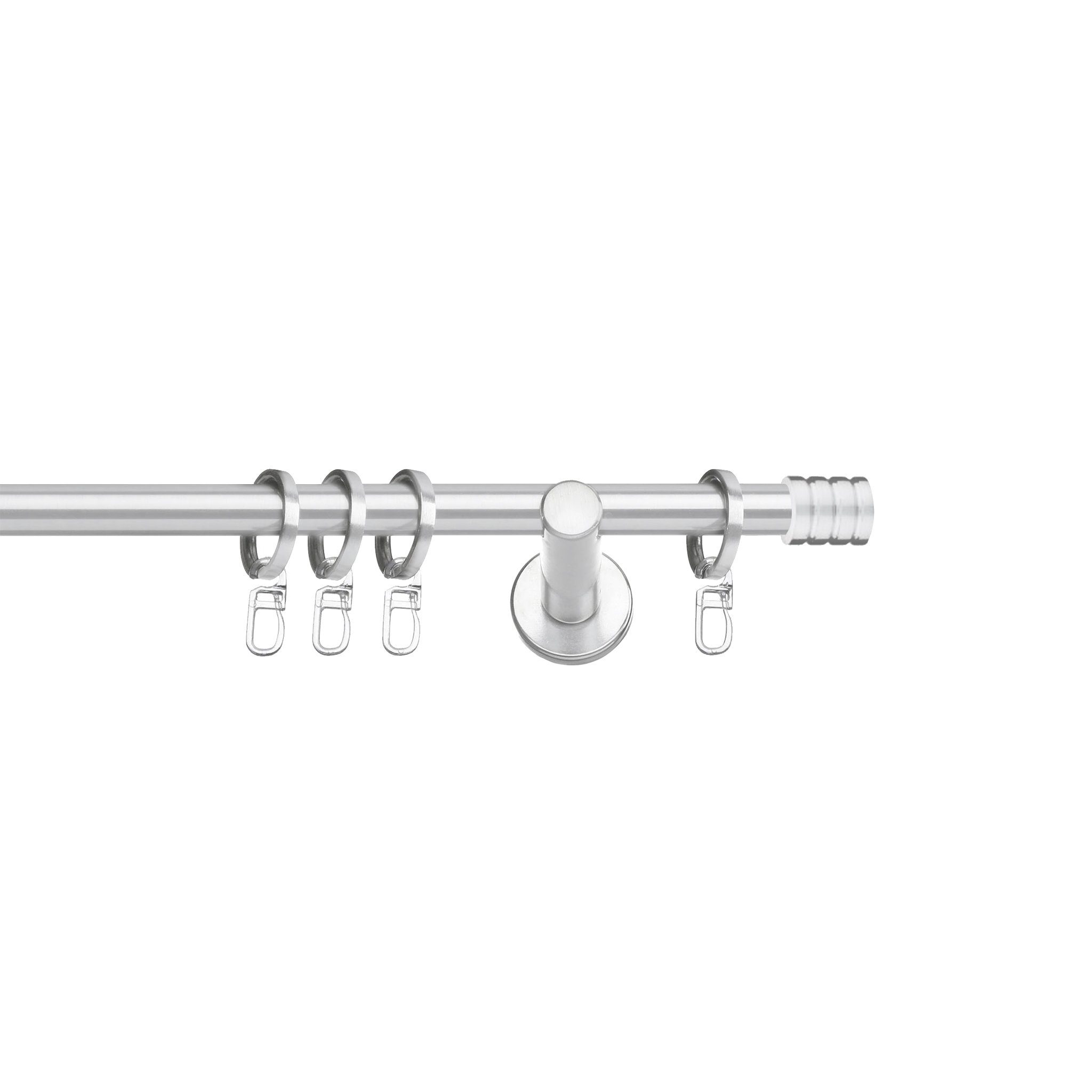 SN DECO GROUP Gardinenstange Genua, Ø 16 mm, 1-läufig, Fixmaß, Verschraubt, Stahl, Komplettset mit Ringen