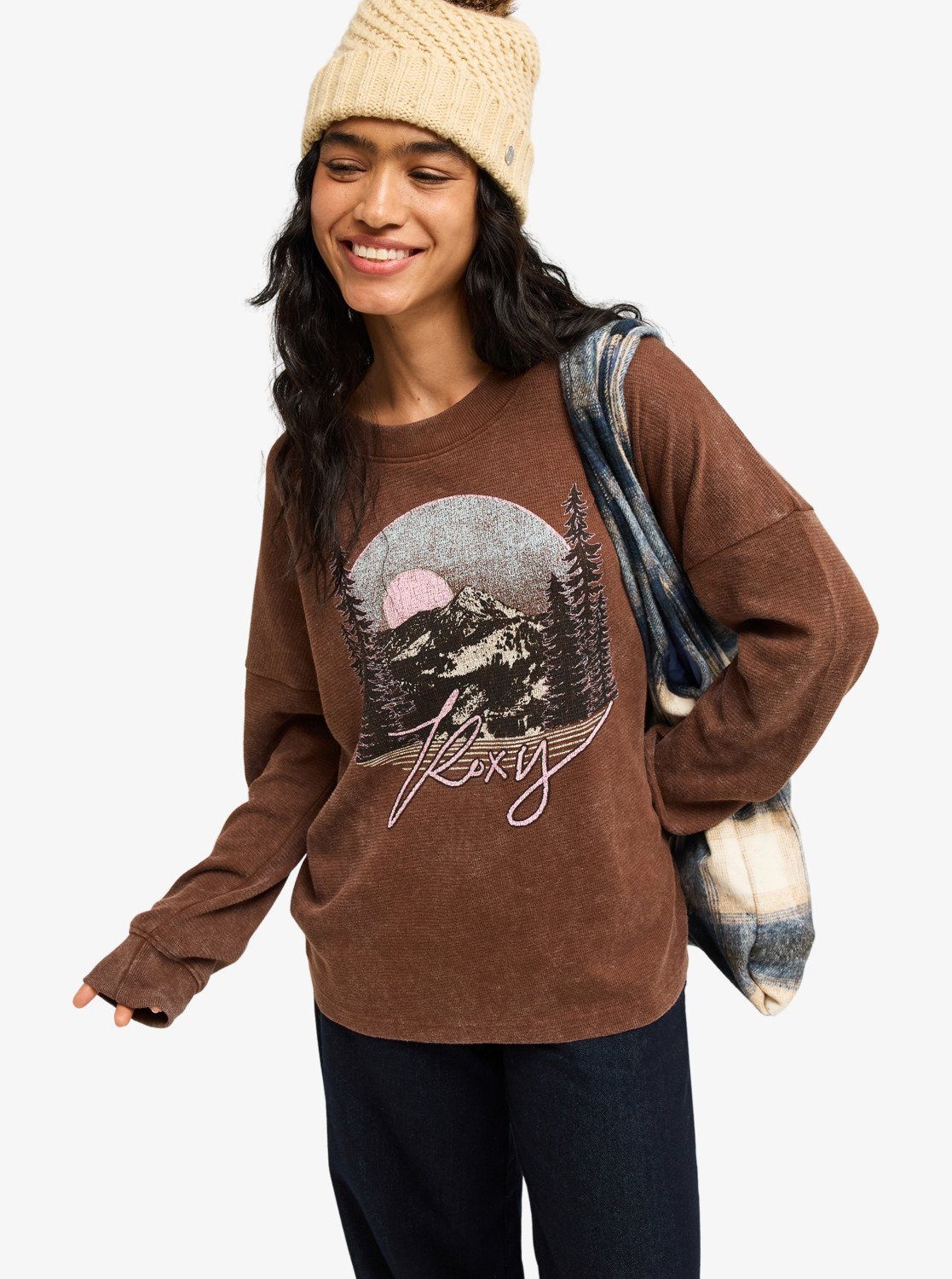 Roxy Langarmshirt EASTSIDE MIDWEIGHT mit Rundhalsausschnitt, aus Jersey, auch in großen Größen