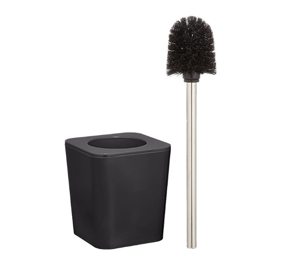 WENKO WC-Garnitur Candy Black, (Offener Toilettenbürstenhalter, 2-tlg), Inkl. WC-Bürste mit auswechselbarem, schwarzem Bürstenkopf von Ø 7,5 cm