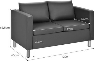 KOMFOTTEU Sofa 2 Sitzer, mit 2 Kissen, aus Kunstleder, 120 kg Belastbar