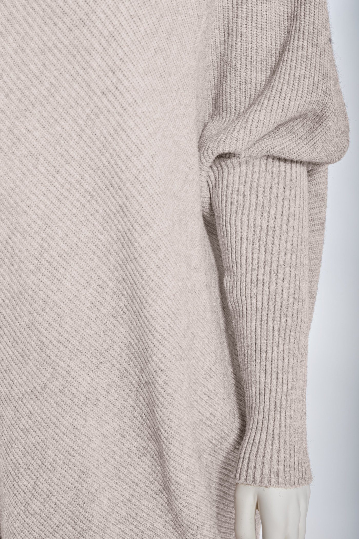 Oversized Rollkragenpullover Damen länger PEKIVESSA (1-tlg) hinten Fledermausärmel beige langer Longpullover