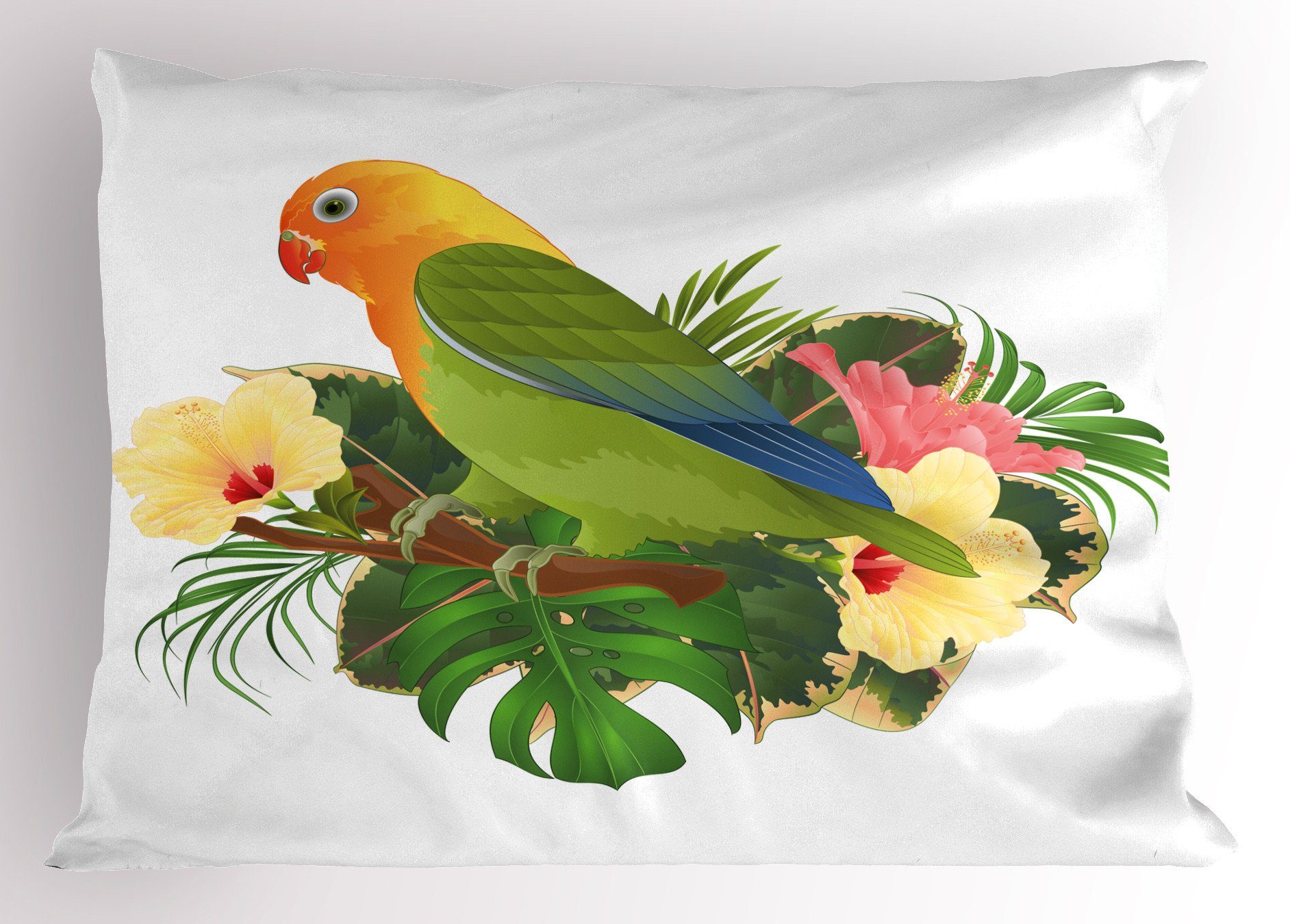Kissenbezüge Dekorativer Standard King Kissenbezug, (1 Exotische Abakuhaus Size Agapornis Stück), Tropisch Gedruckter Parrot