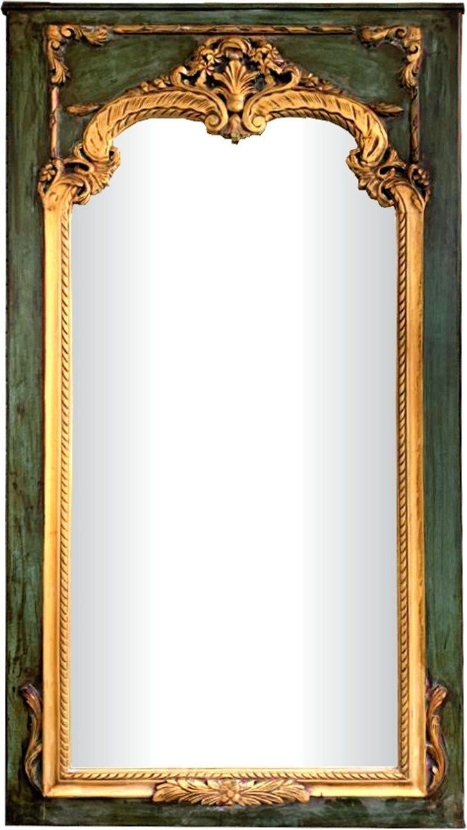 Casa Padrino Barockspiegel Barock Wandspiegel Grün Antik Stil / Gold 105 cm x H 192 cm - Antik Look - Edel & Prunkvoll | Barock-Spiegel