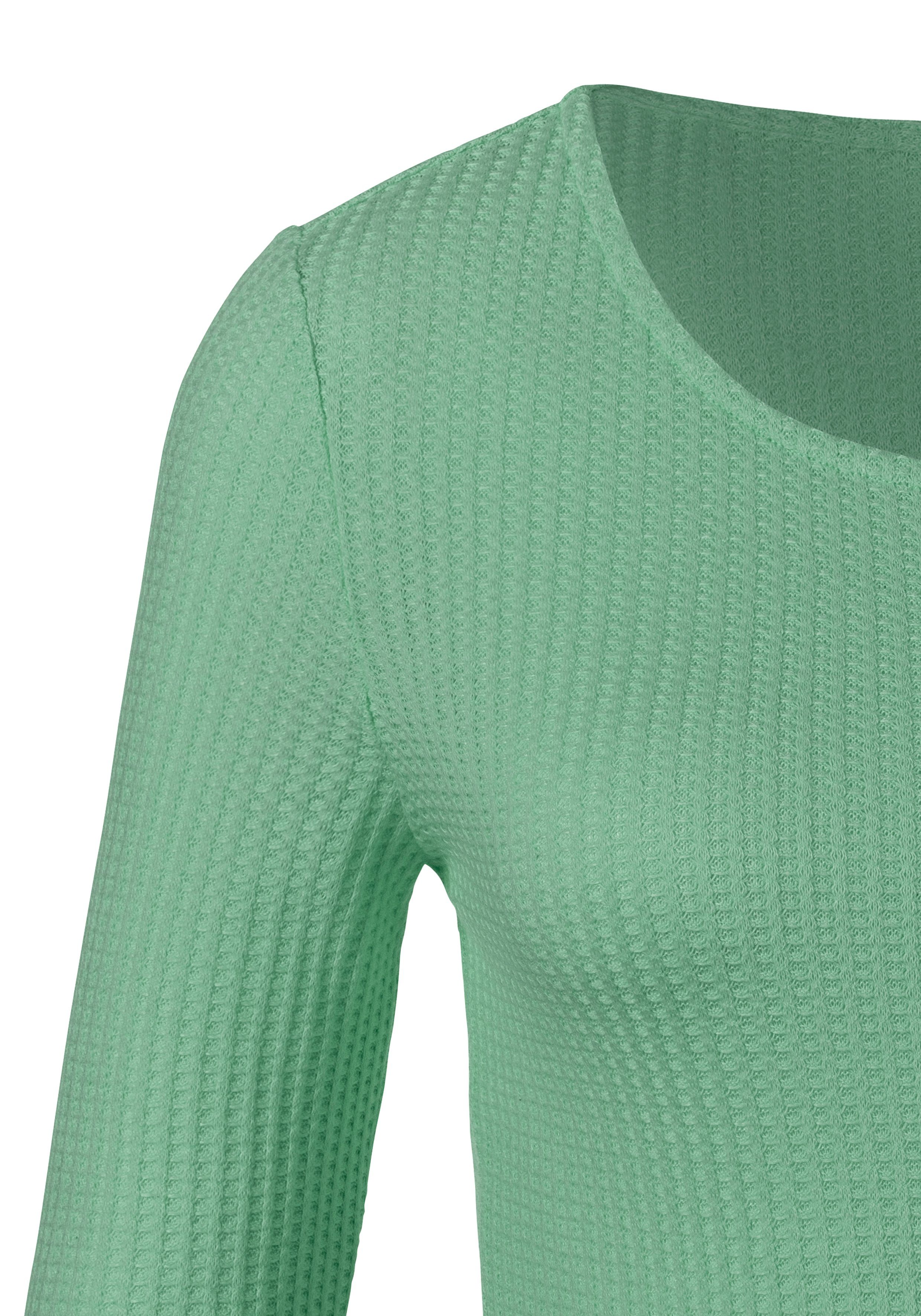 LASCANA Langarmshirt in modischer Piqué-Optik (2er-Pack) aus weicher Qualität mit Viskose