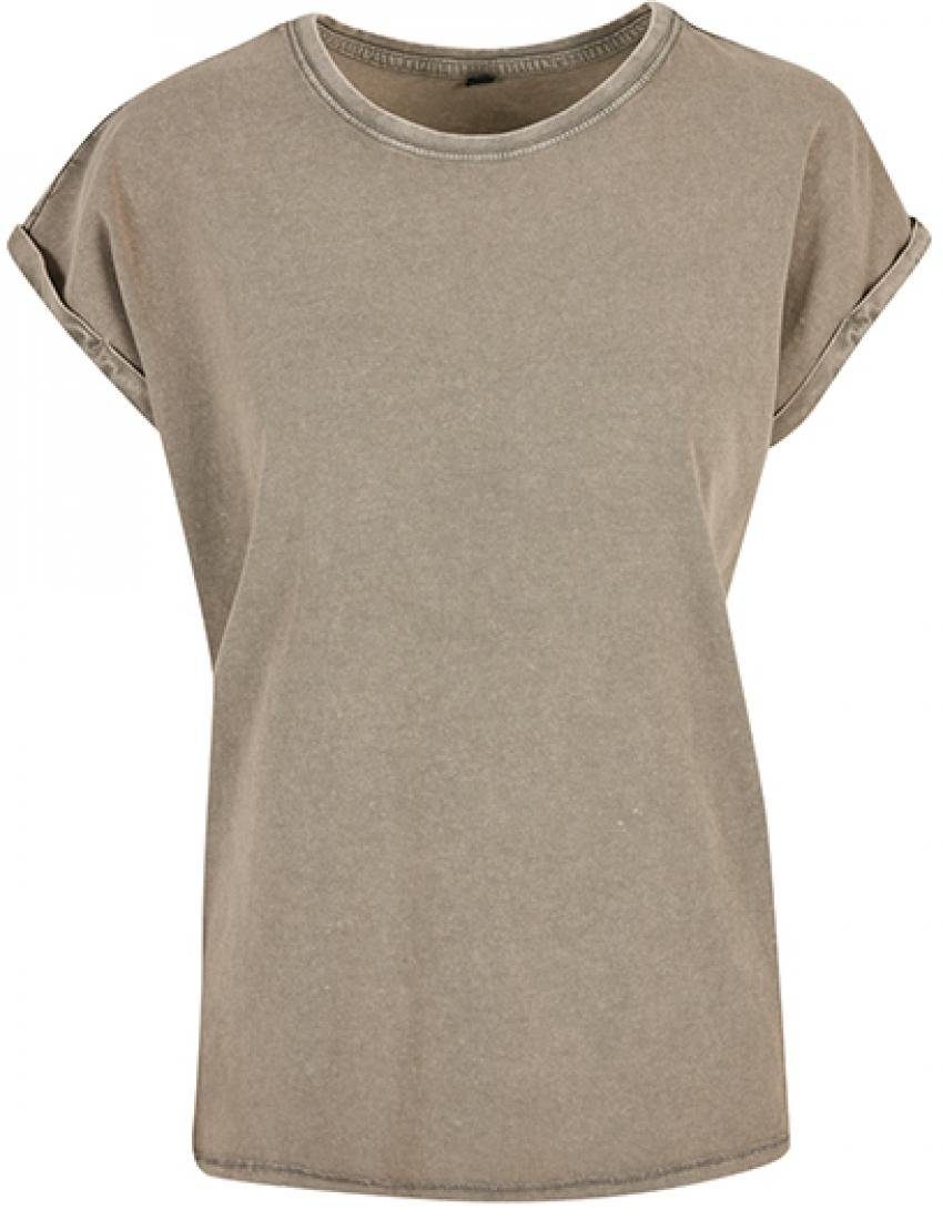 Rundhalsshirt Damen Acid Washed Extended Shoulder Tee