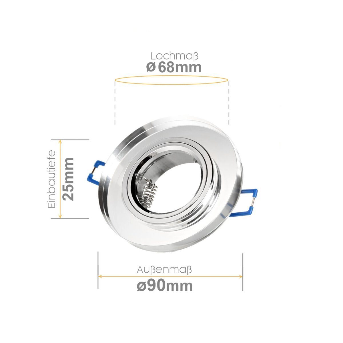 Sweet LED Deckenspot spot klar Glas Klickverschluss 6 stück, ohne Leuchtmitel, Einbauspots, Deckenspots, Einbaustrahler, Deckenlampe