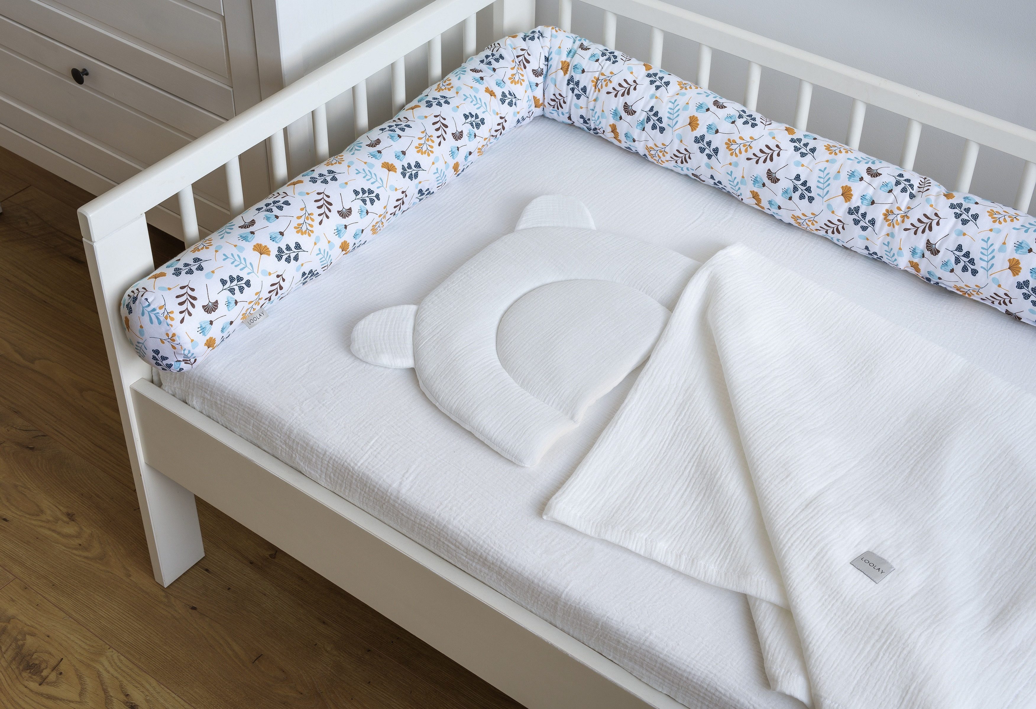 Loolay Nestchenschlange BLAU GELB Blumen Baumwolle Multifunktion PREMIUM Be günstig online kaufen