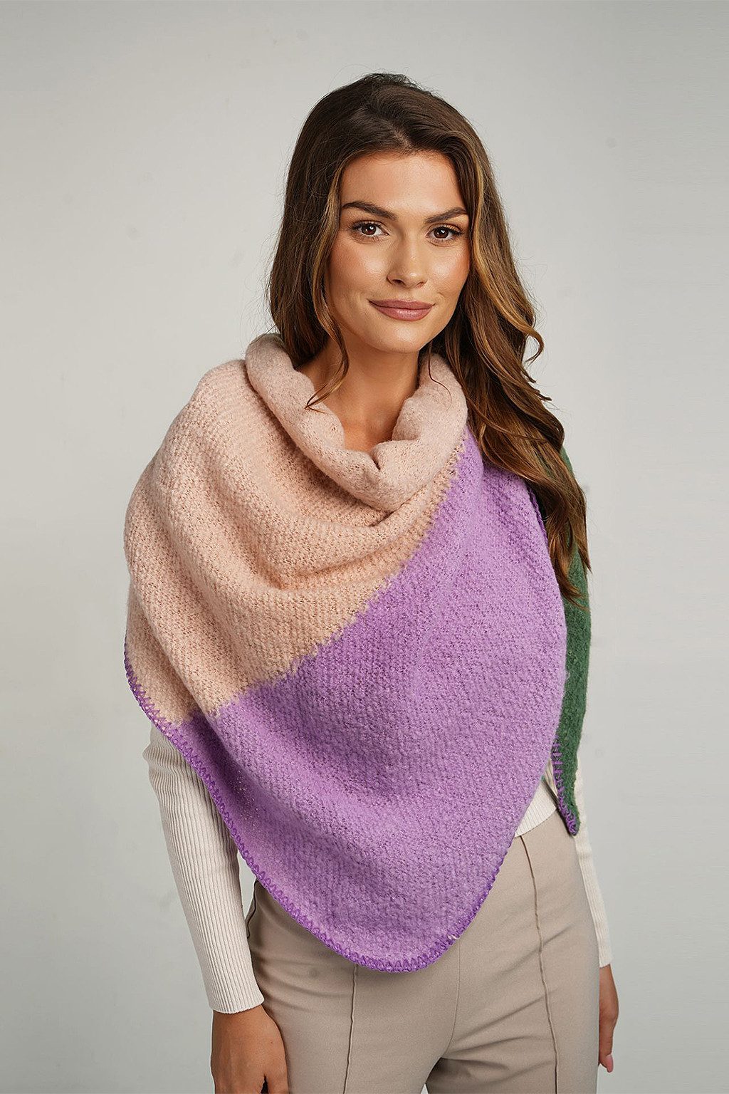 Faera Modeschal Modern mit Kontrastnaht, (1-St), 9429 in Rosa