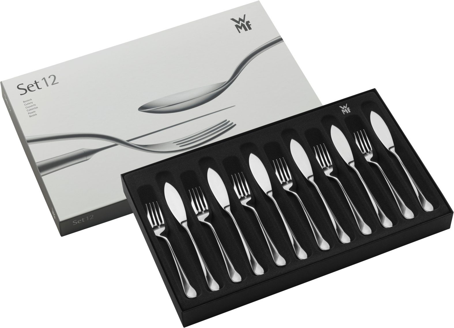 WMF Fischbesteck Premiere Fischbesteck-Set, 12-teilig, Cromargan protect® (12-tlg), 6 Personen, Cromargan protect, Premiere
