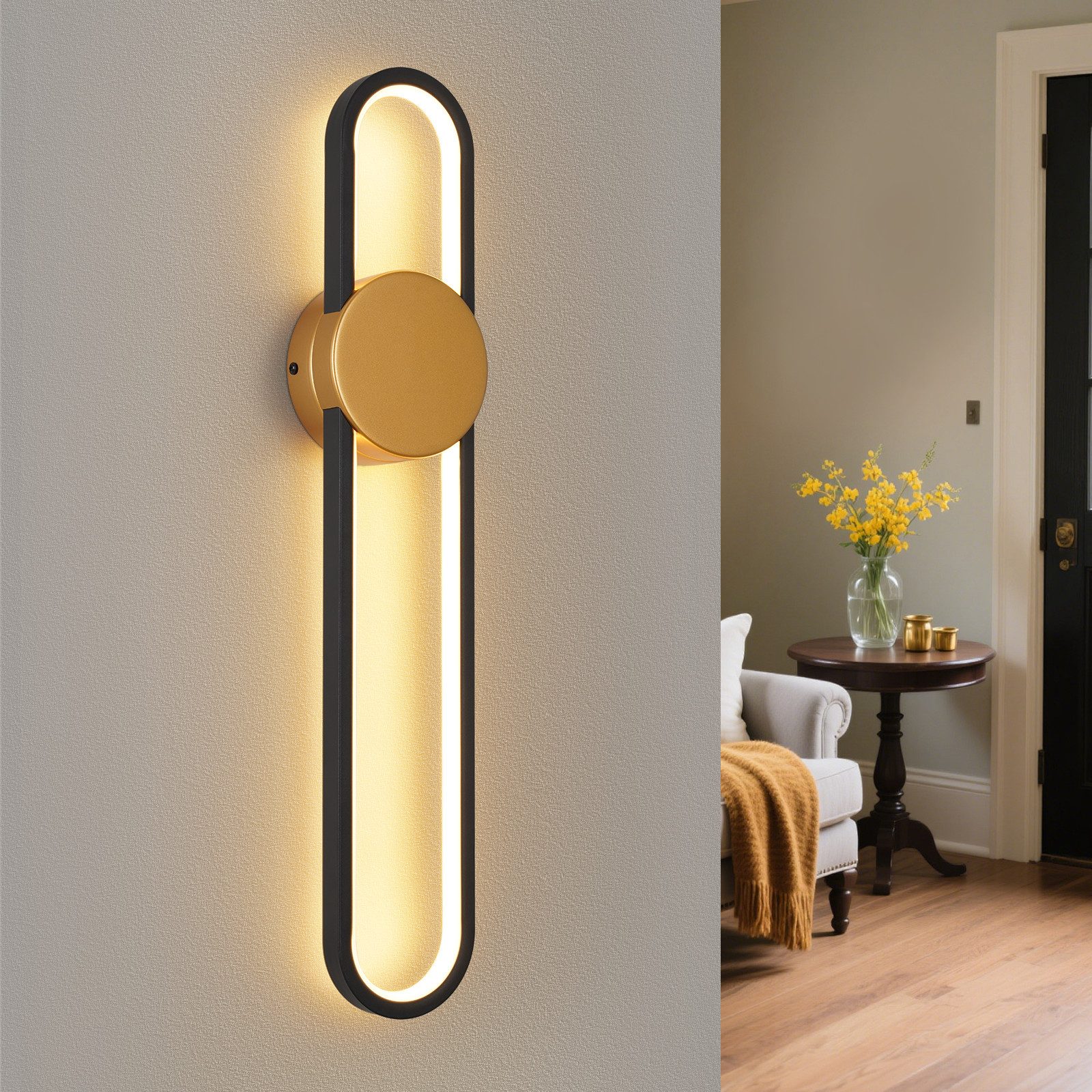 ZMH LED Wandleuchte Innen Wandlampe Flurlampe Modern Design 3000K, Innenleuchtend, LED fest integriert, warmweiß