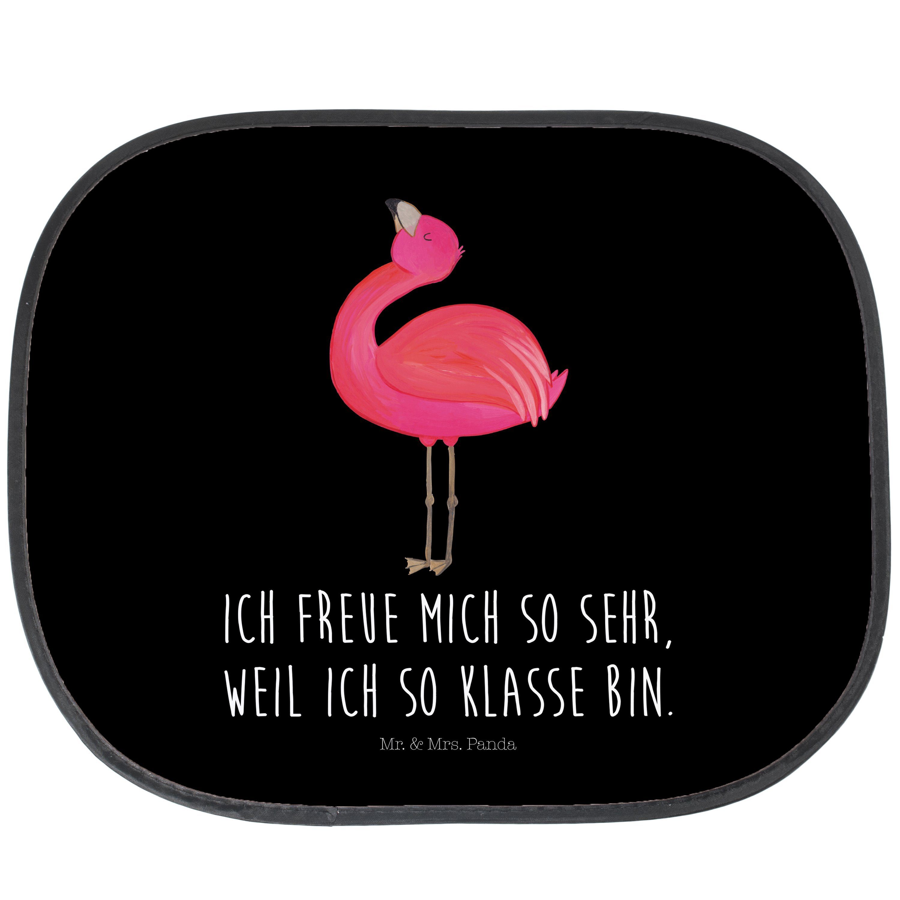 Sonnenschutz Flamingo stolz - Schwarz - Geschenk, beste Freundin, Auto Sonnenschut, Mr. & Mrs. Panda, Seidenmatt | Fensterfolien