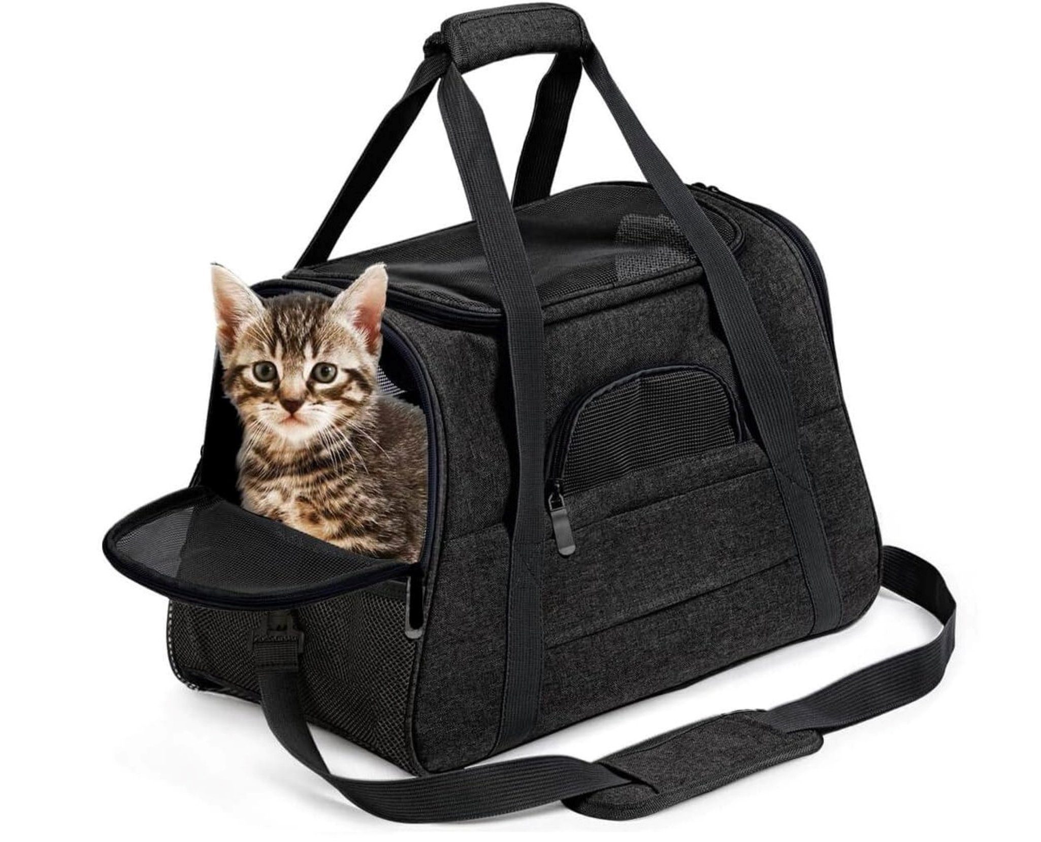 Bäll Tiertransporttasche Hunde Welpen Katzen -12 kg, Reise Tragetasche, leicht & atmungsaktiv, bis 12 kg, Auto, Bus, Bahn, Schiff, Flugzeug (Handgepäck)