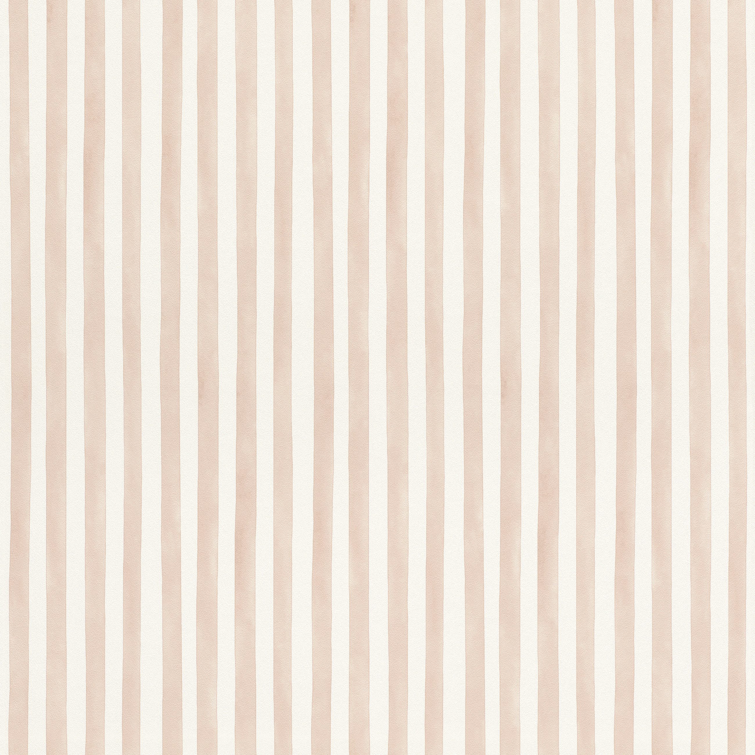 Rasch Vliestapete Streifenmuster Weiß Beige Braun, glatt, Aquarelloptik, (1 Rolle, 1 St., Kollektion 'Bambino XIX' - 10,05 m x 0,53 m), gute Lichtbeständigkeit, waschbeständig, restlos abziehbar