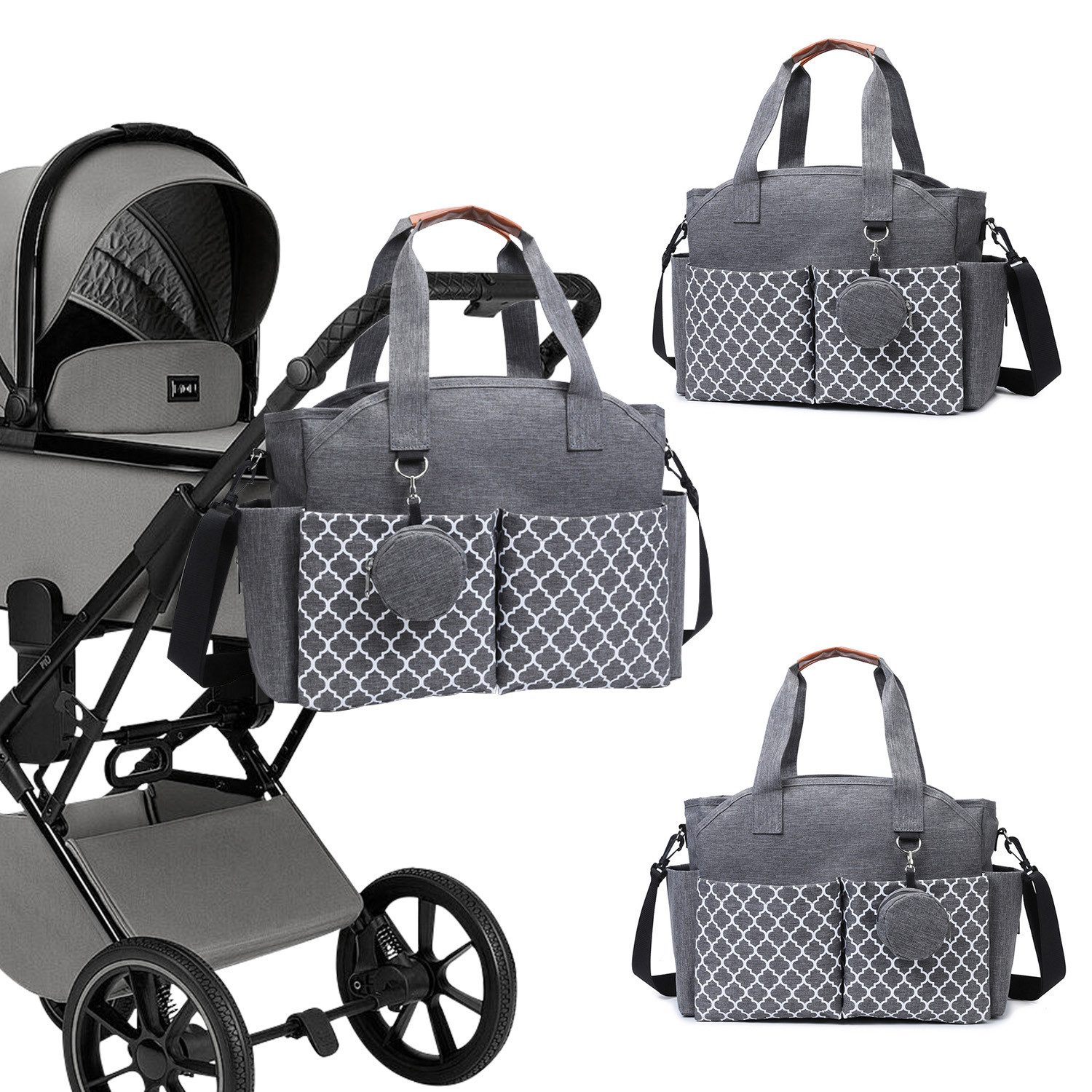 Wickeltasche Baby Wickeltasche Wasserdicht Crossbody-Tasche hellgrau