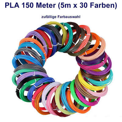 TPFNet 3D-Drucker-Stift PLA-Filament SetZubehör für 3D Drucker Stift - 3D-Malerei, Kinderspielzeug Farb Set PLA Filament 150m (5M x 30 zufällige Farben)