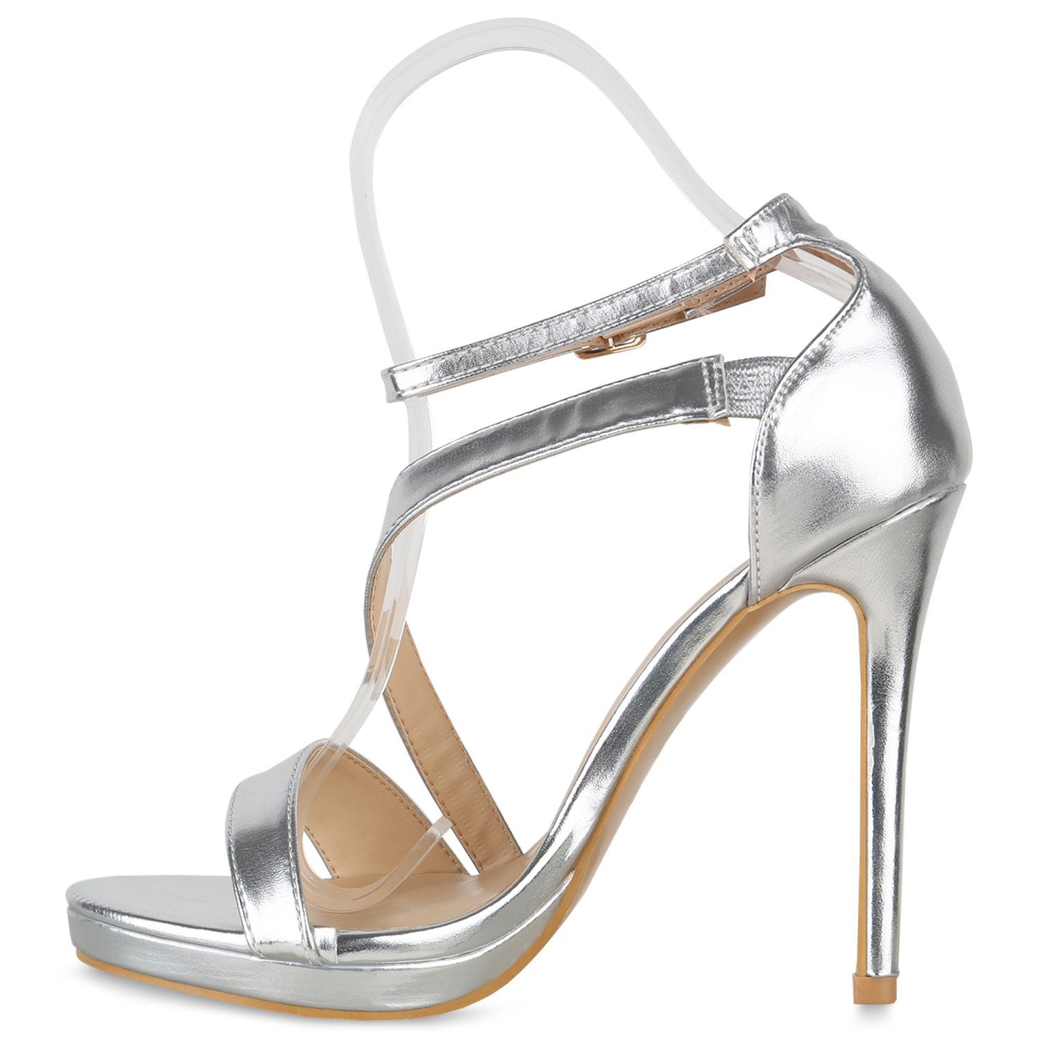 VAN HILL Bequeme High-Heel-Sandalette 840096 Schuhe Silber
