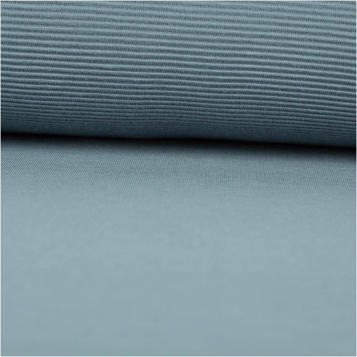 SCHÖNER LEBEN. Stoff Jersey Stoff Meterware Rippjersey Ottoman uni stahlblau 150cm, allergikergeeignet