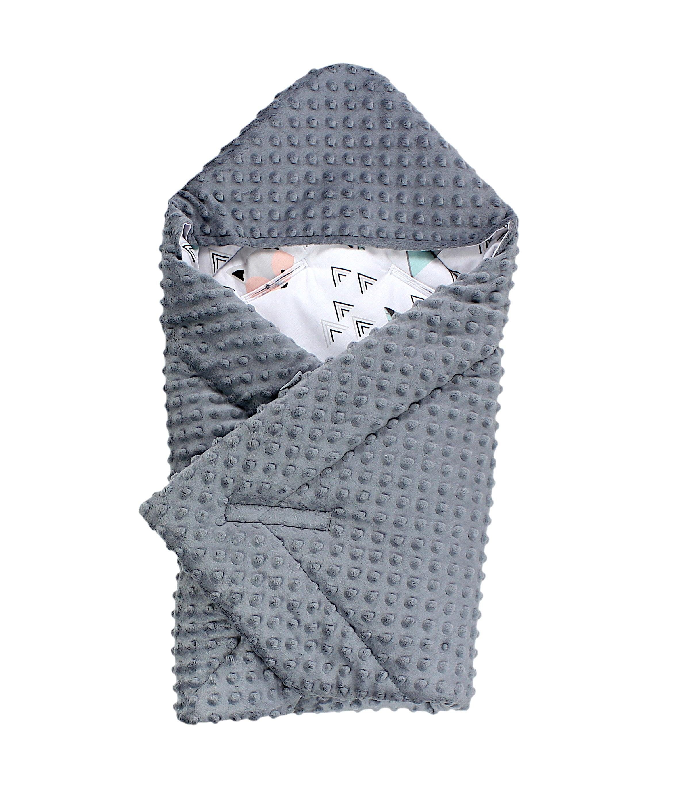 Einschlagdecke Baby Winter Einschlagdecke für Babyschale Wattiert Minky, TupTam Grau / Fuchs Mint