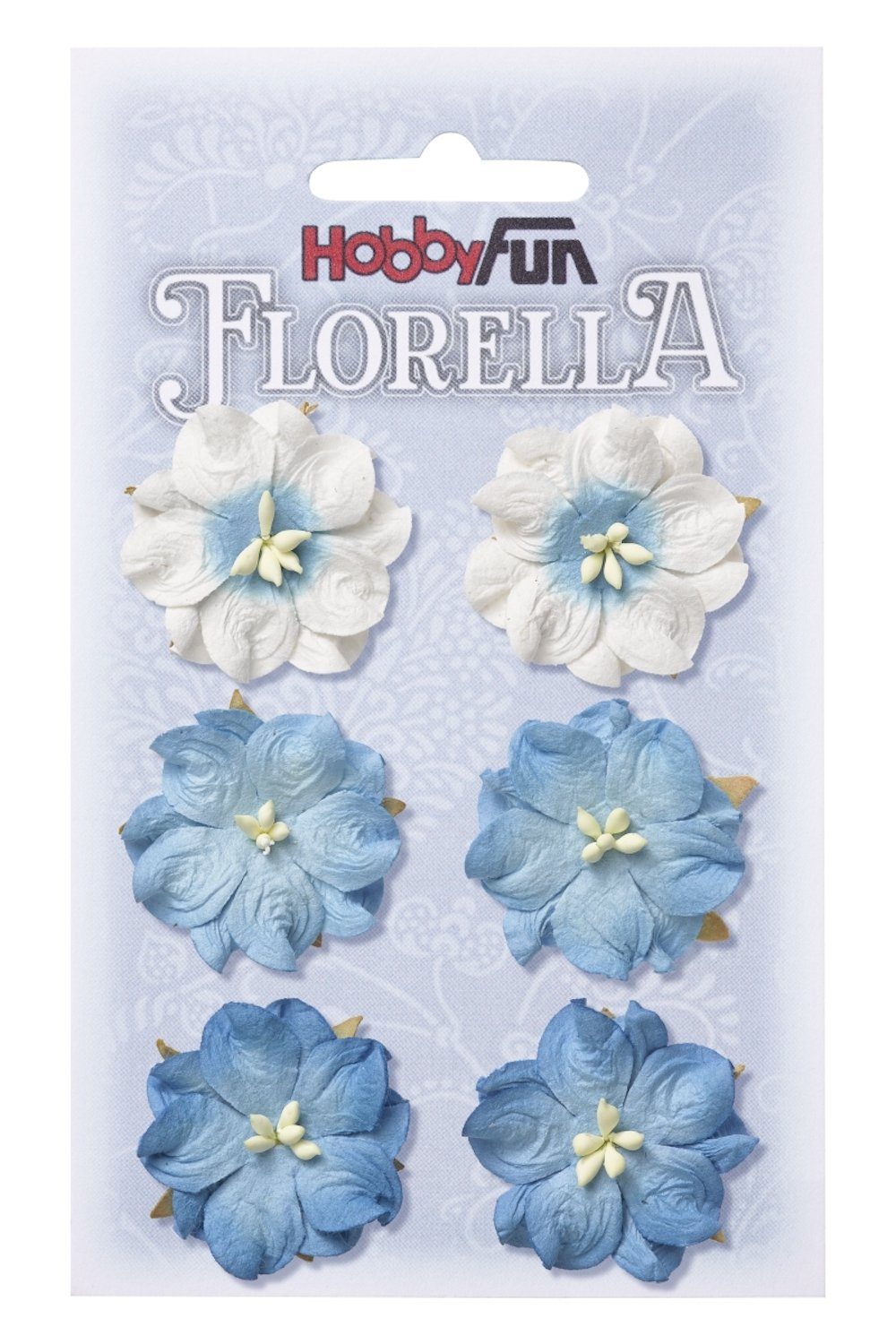 HobbyFun Dekofigur FLORELLA-Blüten aus Maulbeer-Papier cm, 3,5 blau