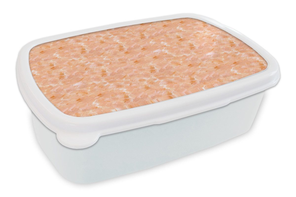 MuchoWow Lunchbox Fließend - Öl - Farbe - Texturen - Orange, Kunststoff, (2-tlg), Brotdose Schule oder Arbeit, Brotbox für Kinder und Erwachsene