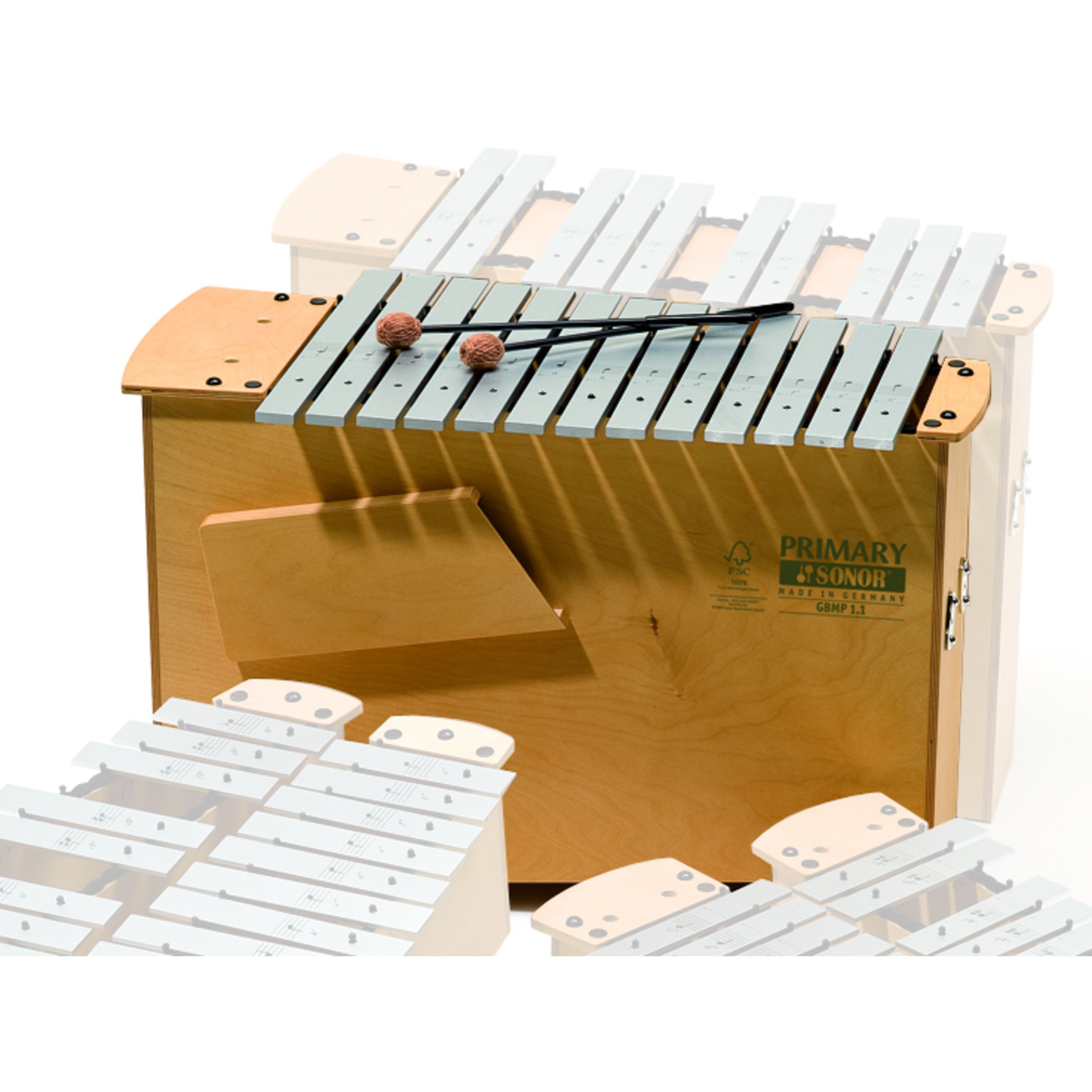 SONOR Metallophon, Percussion, Orff Instrumente, Metallophon GBMP 1.1, Großbass, 16 Töne - Orff instrument