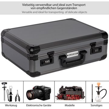 ONVAYA Koffer Alukoffer mit Zahlenschloss, Aktenkoffer aus Aluminium mit Schaumstoff