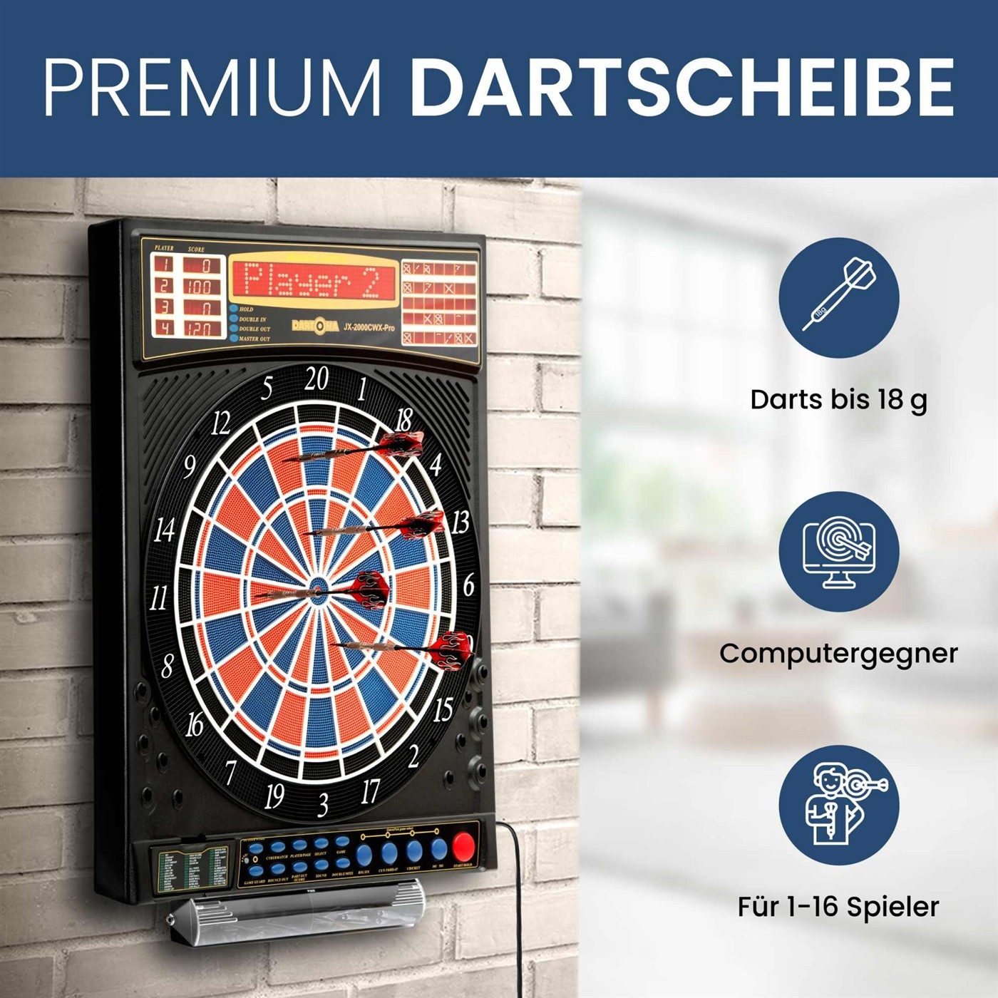 Dartona Dartautomat Elektronische Dartscheibe Dartona JX-2000 Turnier Pro