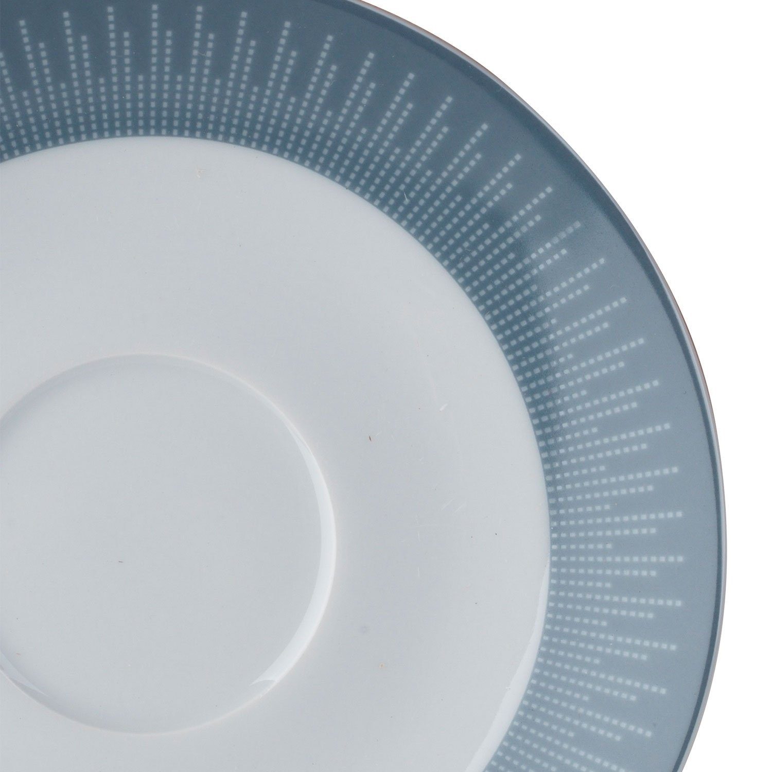 Home4You Kaffeeservice, Weiß, Blau, Grau, graphisches Muster, (18-tlg), 6 Personen, Porzellan, Spülmaschinengeeignet