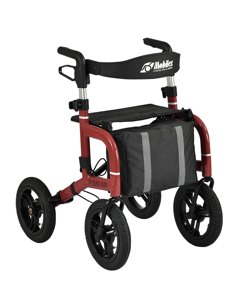 FabaCare Rollator Outdoor Puma Air Gehwagen, Gehhilfe für Senioren mit Luftbereifung
