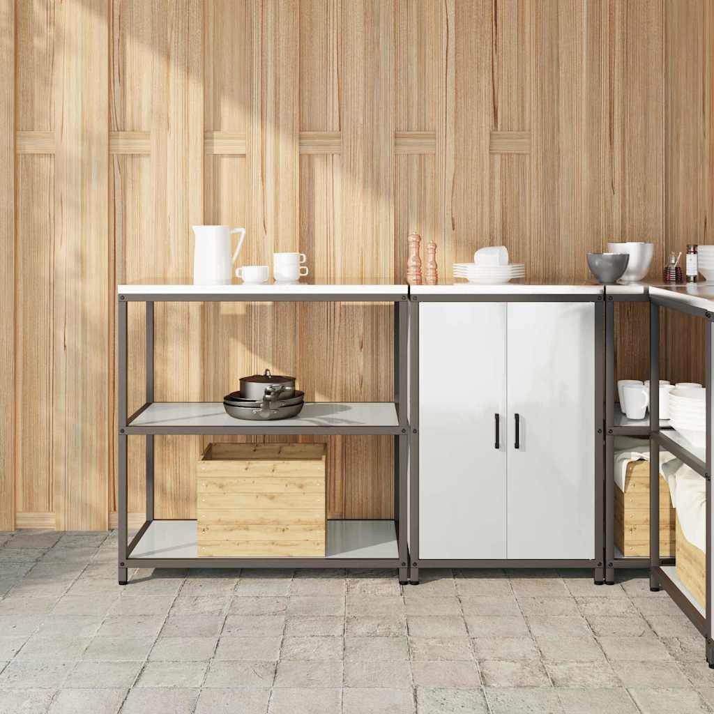 vidaXL Sideboard, Aufbewahrungsset für die Küche 2 pcs Silber Verzinkter Stahl