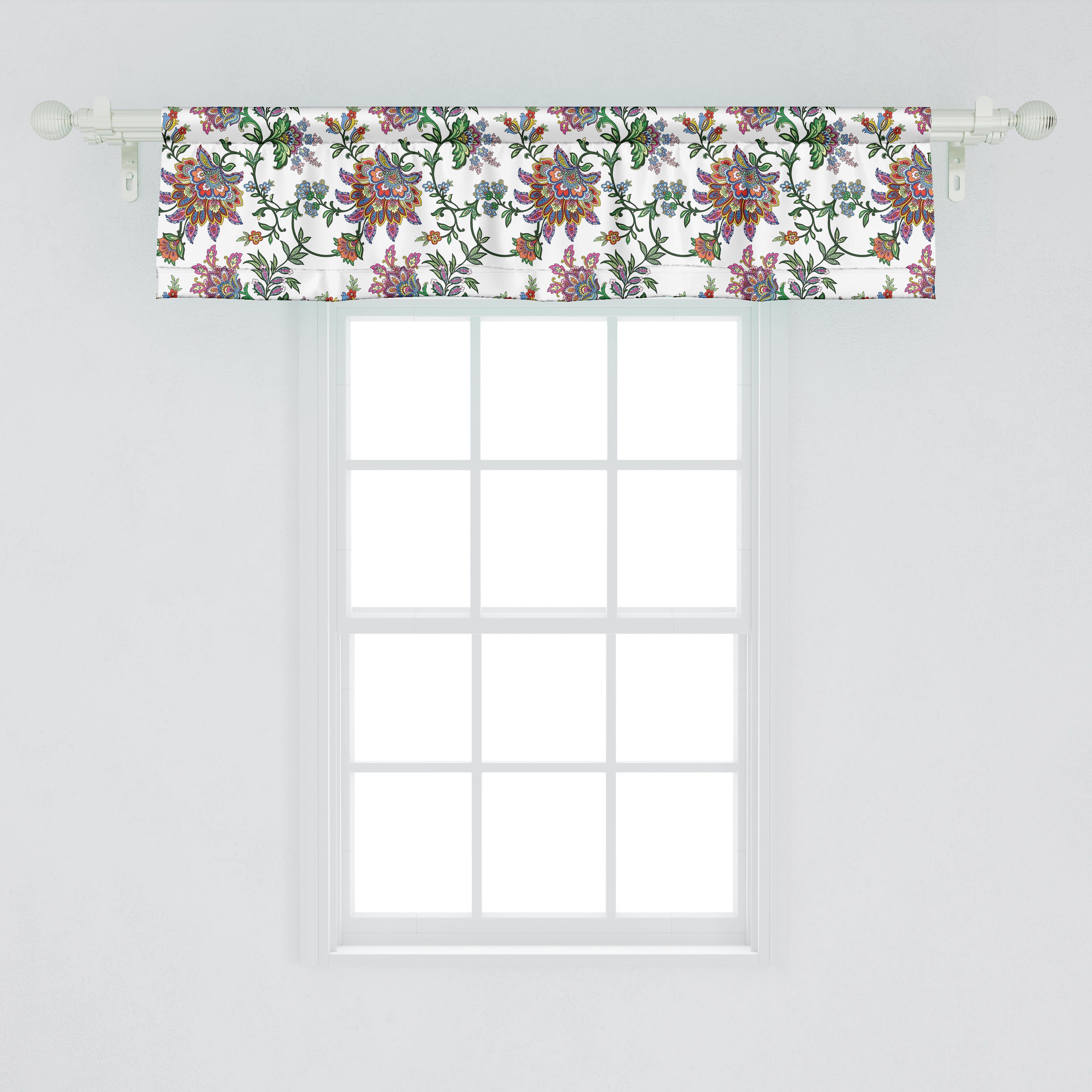 Dekor Scheibengardine Vorhang Volant Microfaser, Vintage Schlafzimmer für mit Blume Blumenverzierungen Stangentasche, Küche Abakuhaus,