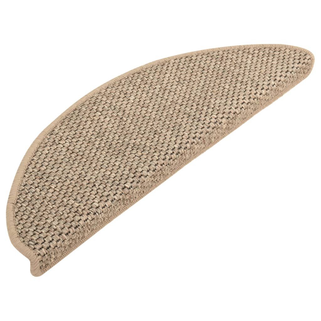 vidaXL Stufenmatte Treppenmatten Selbstklebend Sisal 15 Stk 65x25 cm Dunkelbeige Stufen T