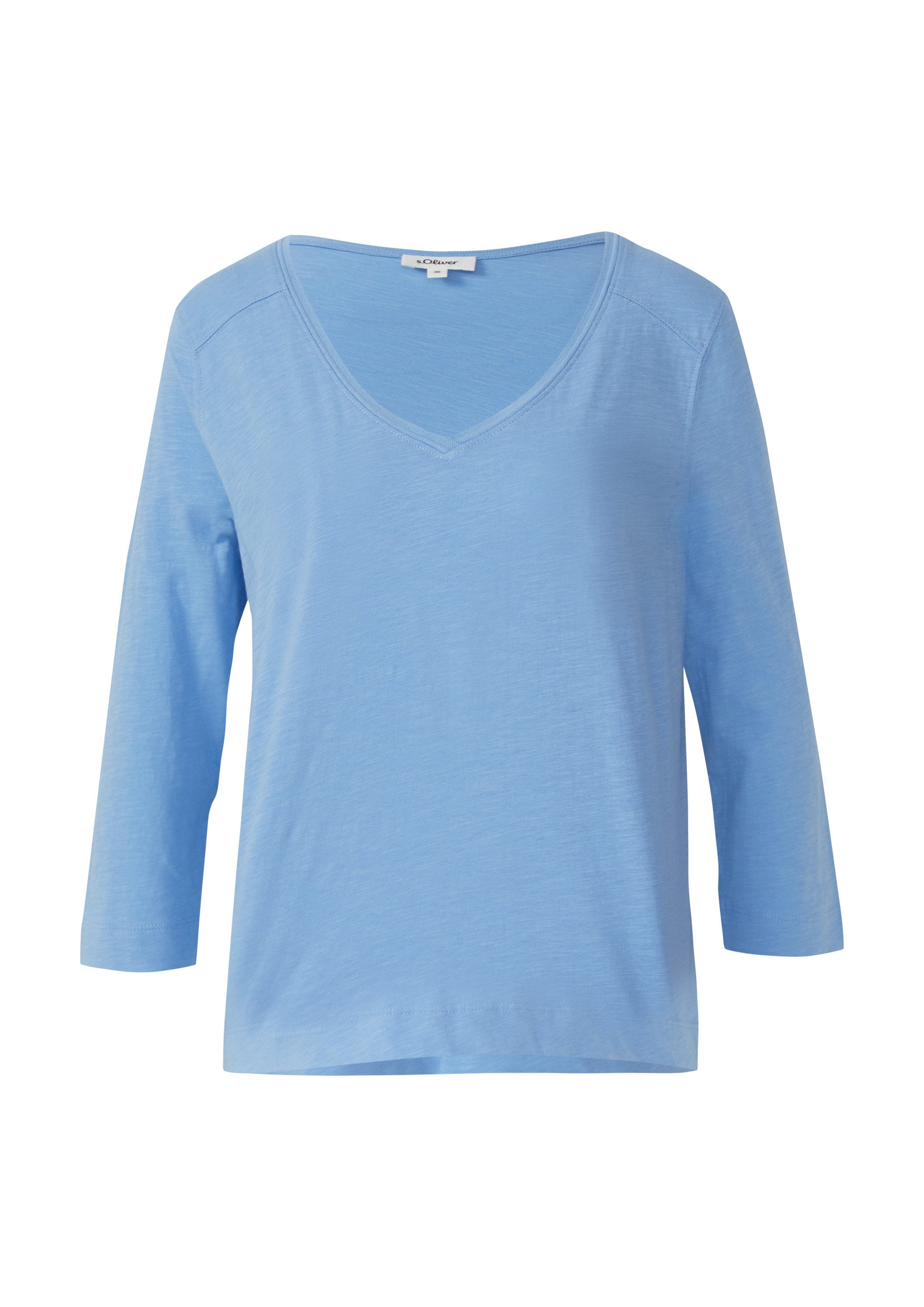 s.Oliver 3/4-Arm-Shirt T-Shirt 3/4-Armshirt aus Baumwoll-Flammgarn mit tief günstig online kaufen