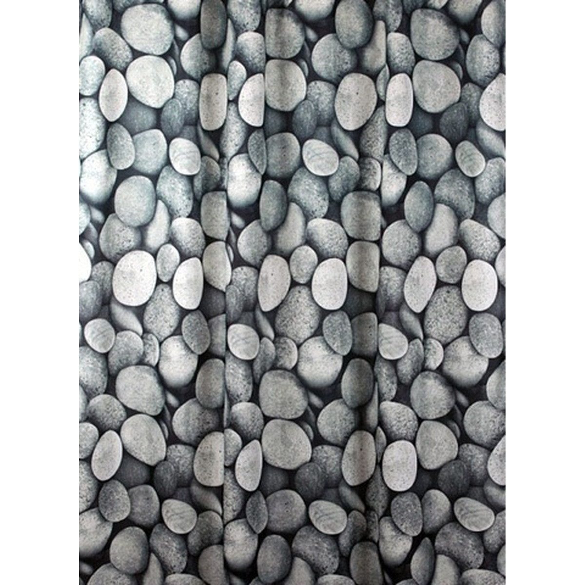Euroshowers GmbH Duschvorhang Kieselsteinmotiv Grau 180 × 200 cm Polyester mit 12 Ringen