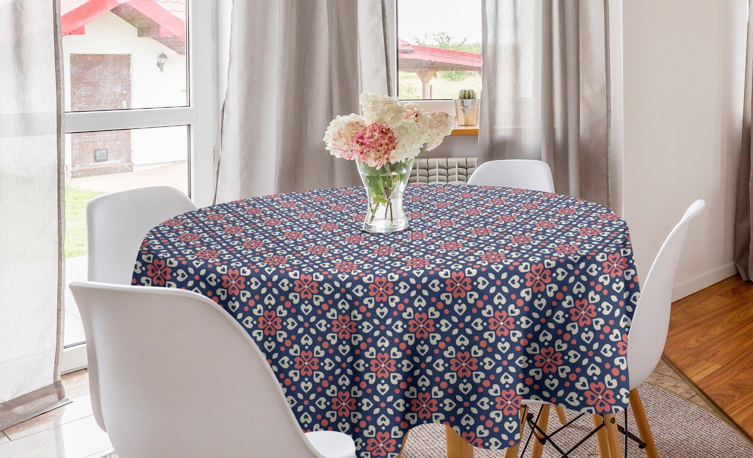 Küche Abakuhaus Kreis Abdeckung Tischdecke Dekoration, Abstrakt Tischdecke Blumenherz-Mosaik Esszimmer für