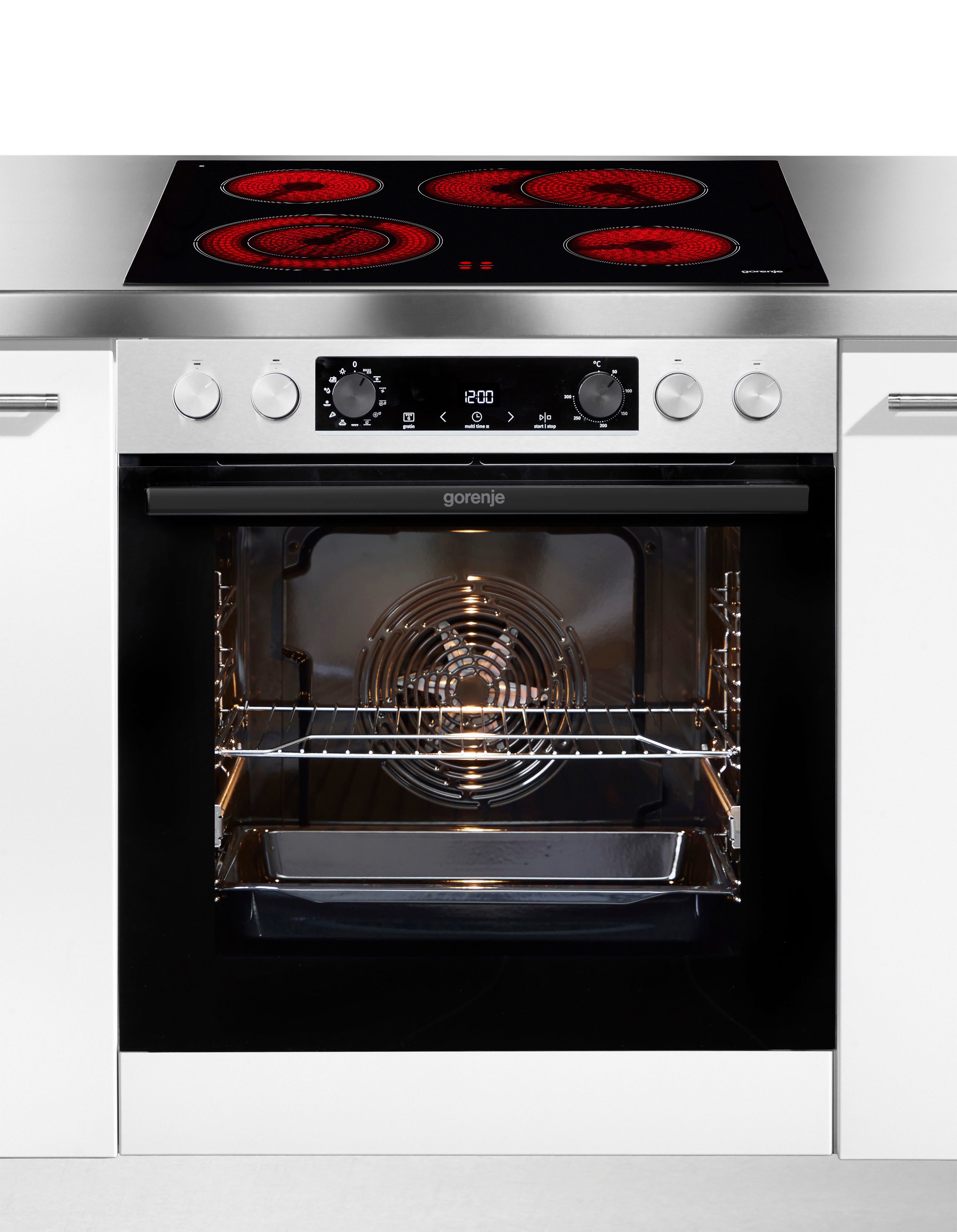 GORENJE Elektro-Herd-Set Pacific Herd Set, mit 1-fach-Teleskopauszug, Aqua Clean, Pizzafunktion mit 300 °C – perfekt für Pizza, Focaccia und mehr!