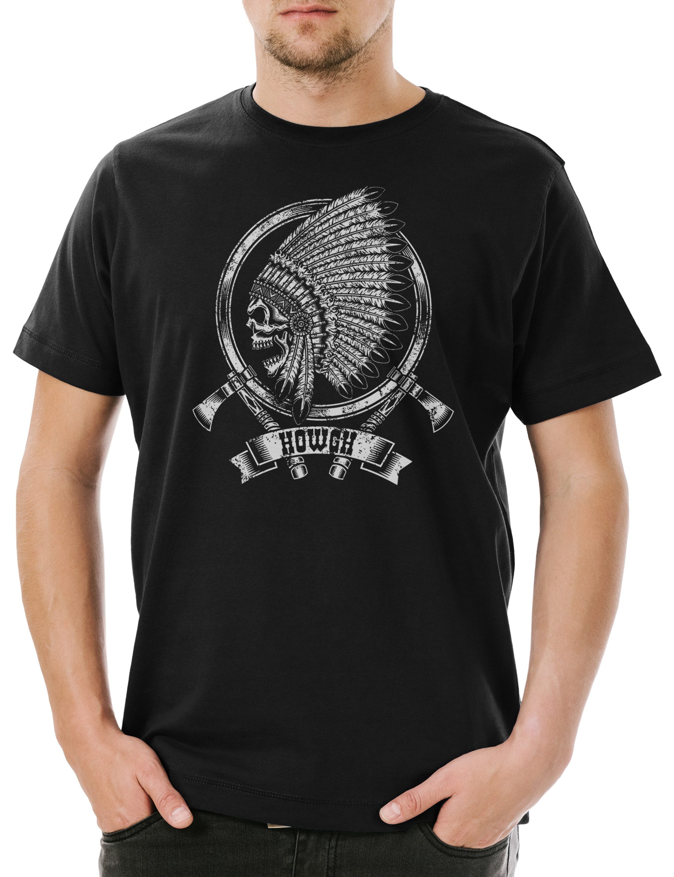 Urban Backwoods Print-Shirt Dead Indian Skull Chief Herren T-Shirt Amerikanischer Ureinwohner (1-tlg) Skelett Schädel Axt Tomahawk