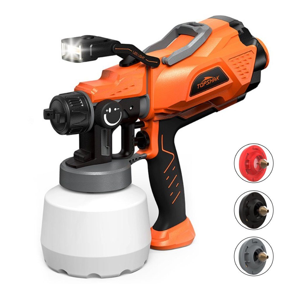 TOPSHAK Farbsprühgerät, Farbspruehpistole mit LED-Licht 1078ml/min, 1200 ml