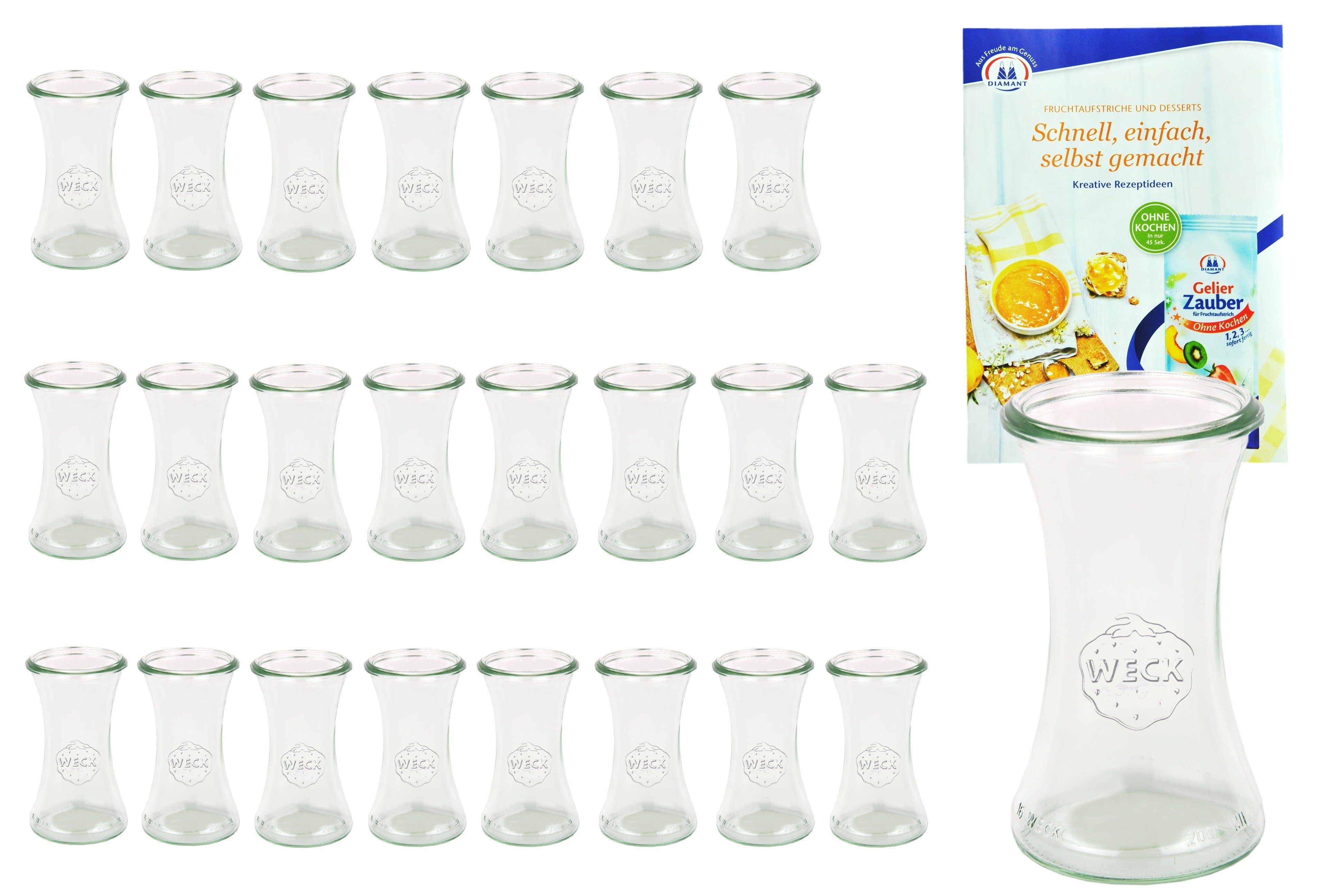 MamboCat Einmachglas 24er Set Weck Gläser 200ml Delikatessenglas inkl. Rezeptheft, Glas