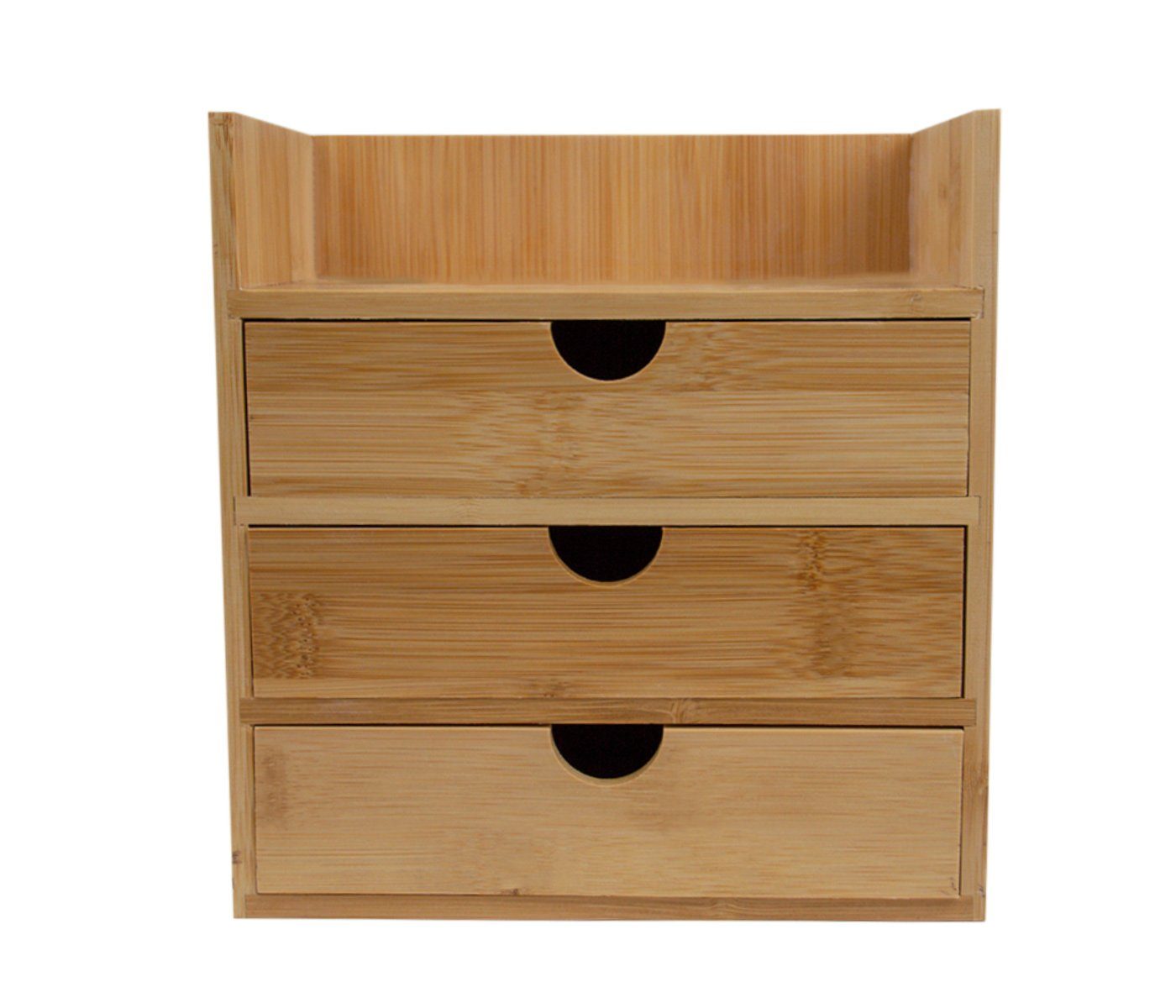 Alsino Kiste Mini Schrank aus Bambus 21 cm x 13 cm x 20 cm herausnehmbar  Standregal Holz Kommode Büroschrank Schreibtisch Organizer Vintage-Look 3  Schubladen