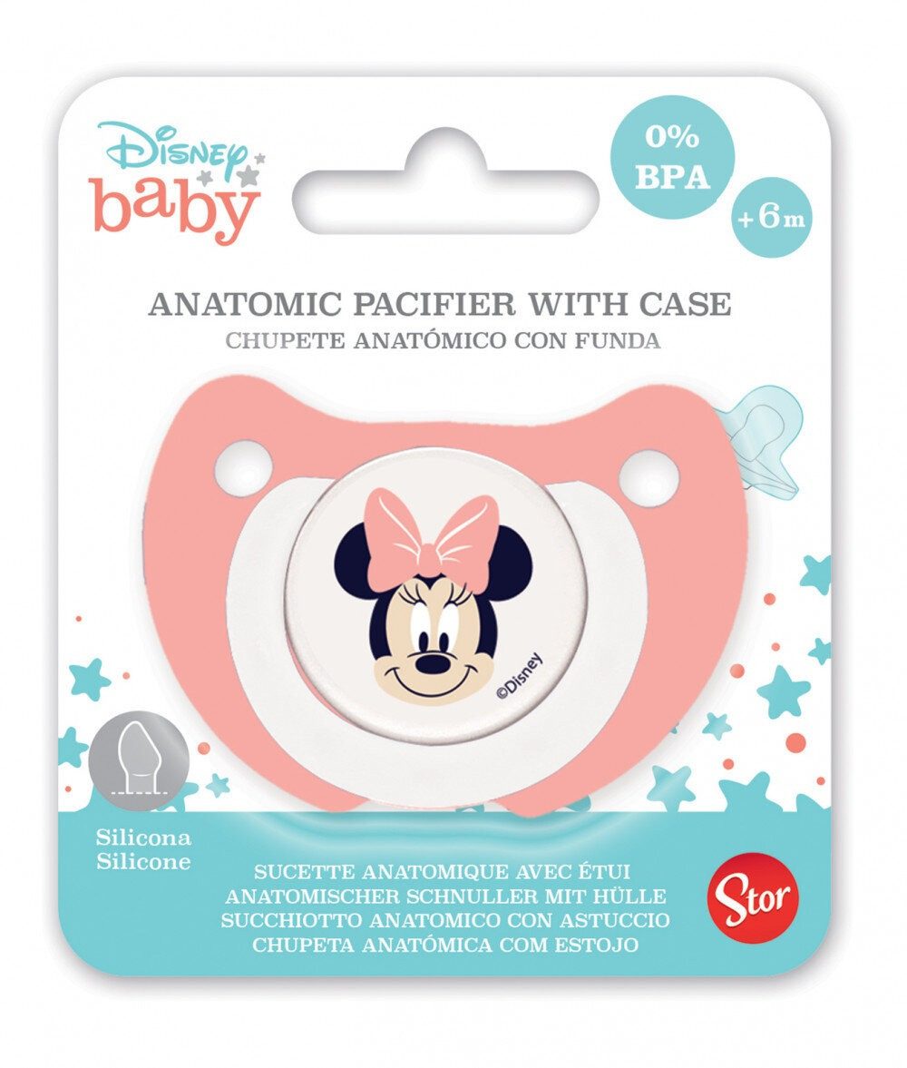 Stor Schnuller STOR Anatomische Tasse aus Silikon, 6 m, mit Minnie-Hülle
