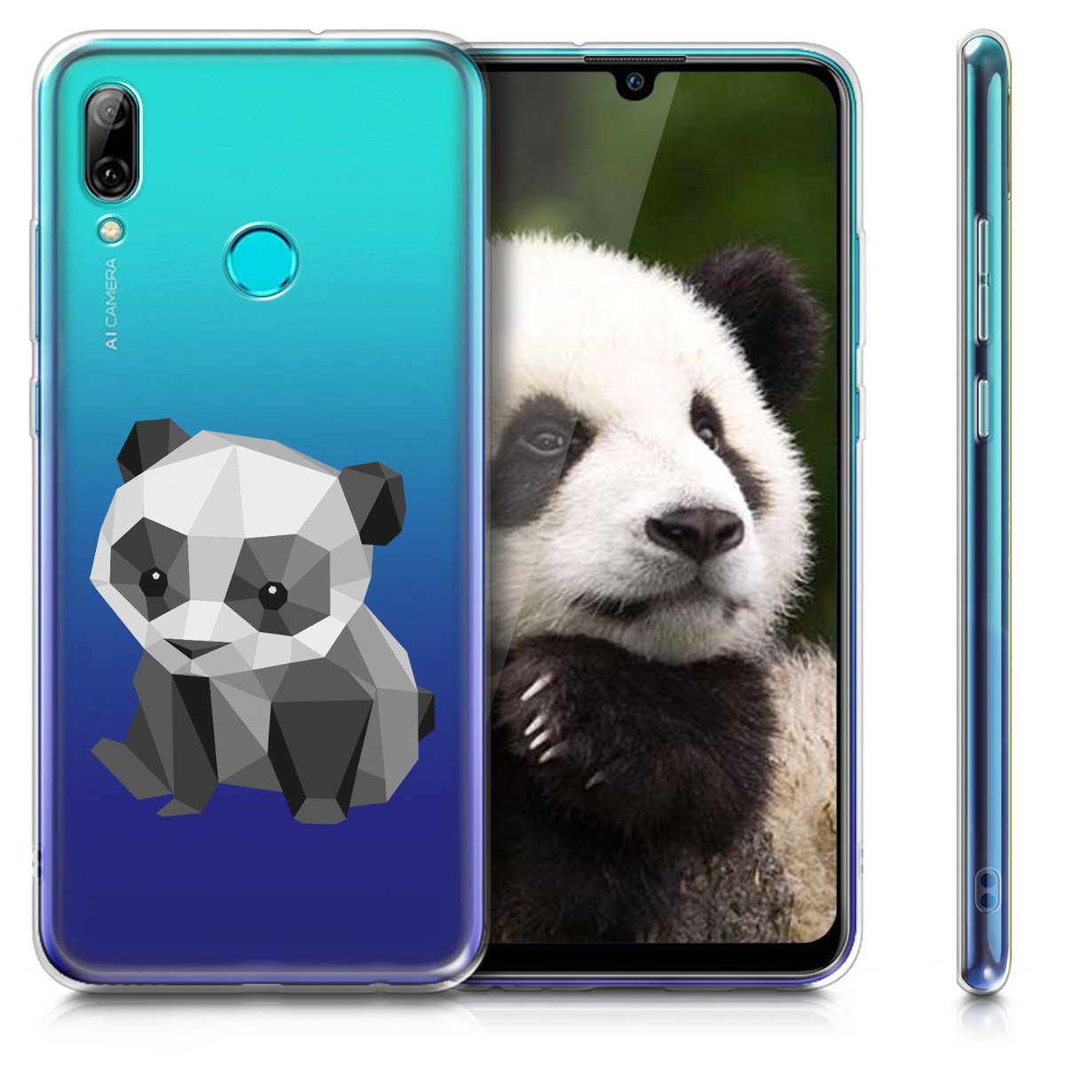 kwmobile Handyhülle, Hülle für Huawei P Smart (2019) - TPU Silikon Handy  Schutzhülle Cover Case - Panda Baby Geometric Design