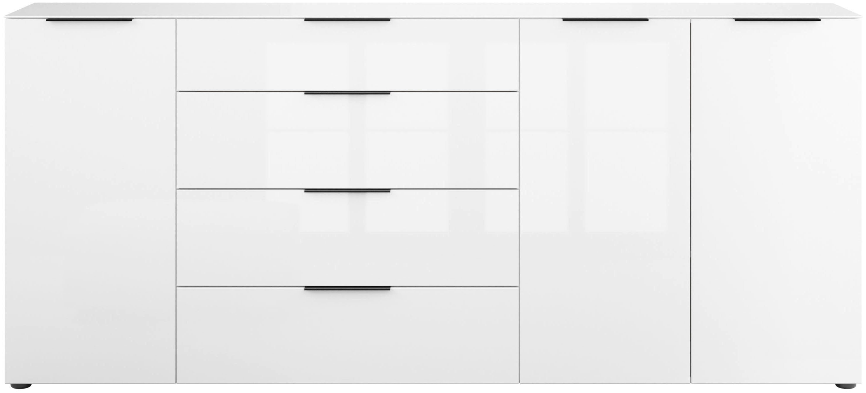 Manjana Möbel Sideboard Style, mit Glasfronten, mit Metallgriffen, melaminb günstig online kaufen